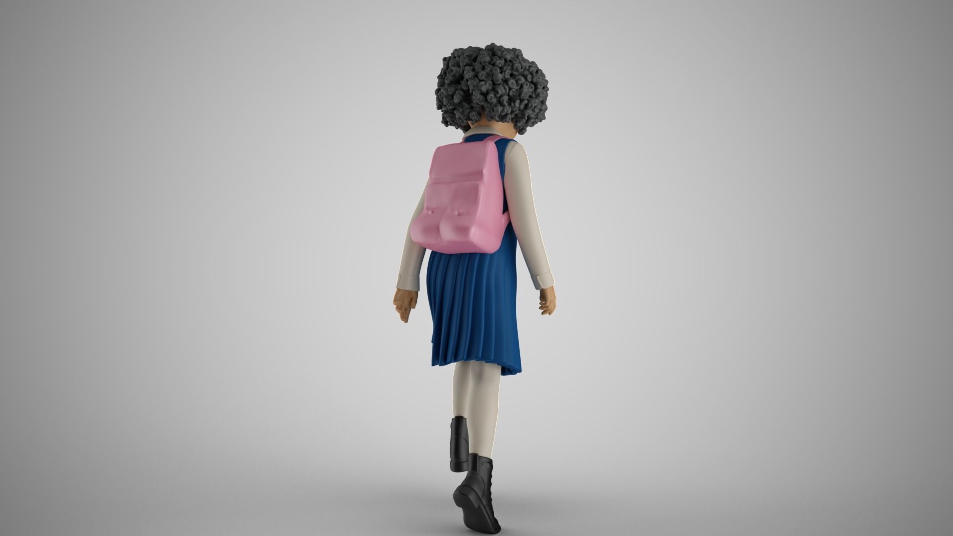 Little School Girl Climbing Steps 3 3D print model_8
