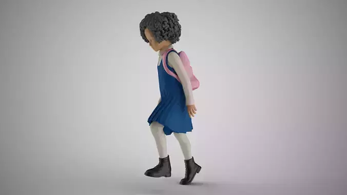 Little School Girl Climbing Steps 3 3D print model