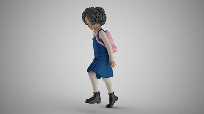 Little School Girl Climbing Steps 3 3D print model