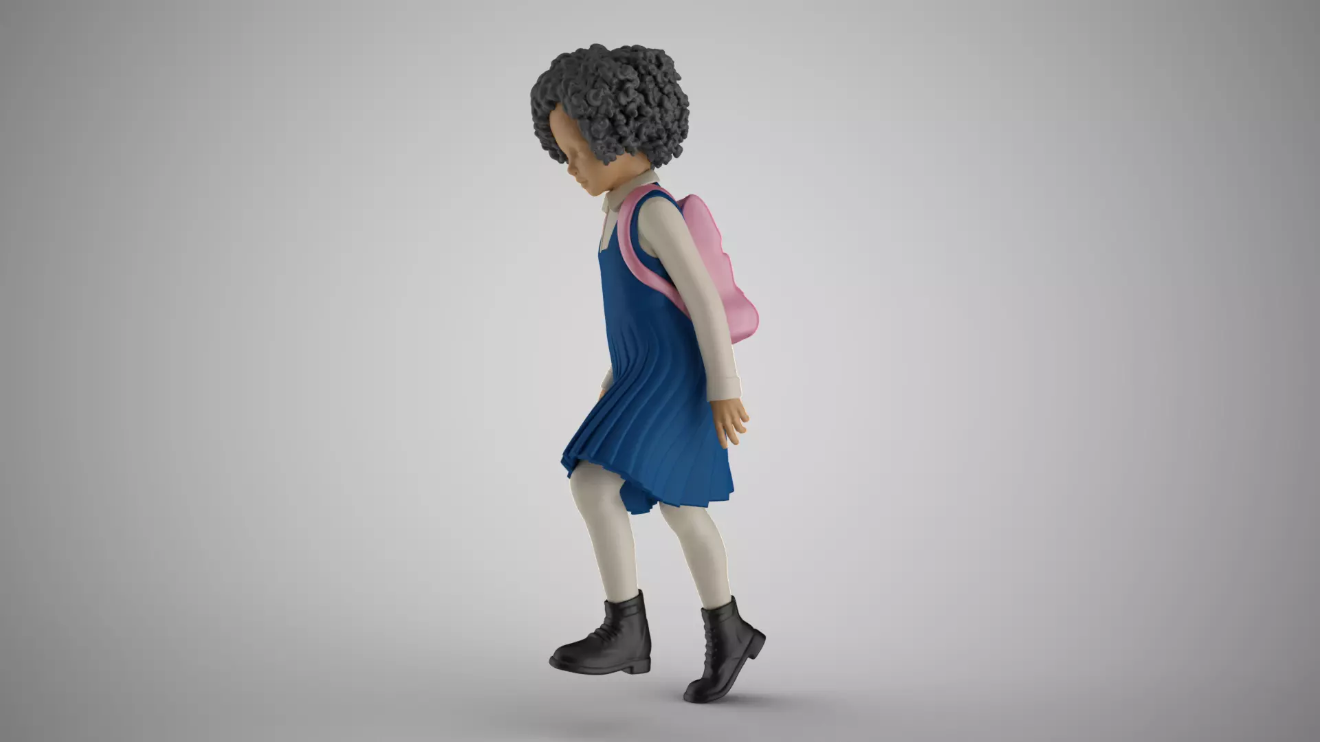 Little School Girl Climbing Steps 3 3D print model_0