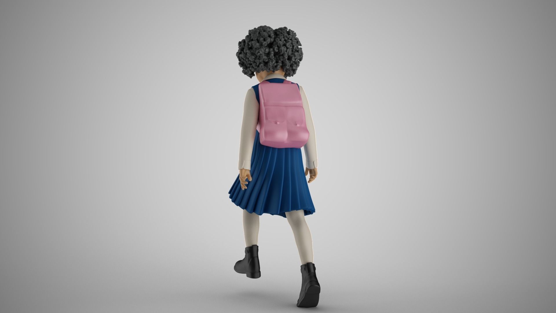 Little School Girl Climbing Steps 3 3D print model_9