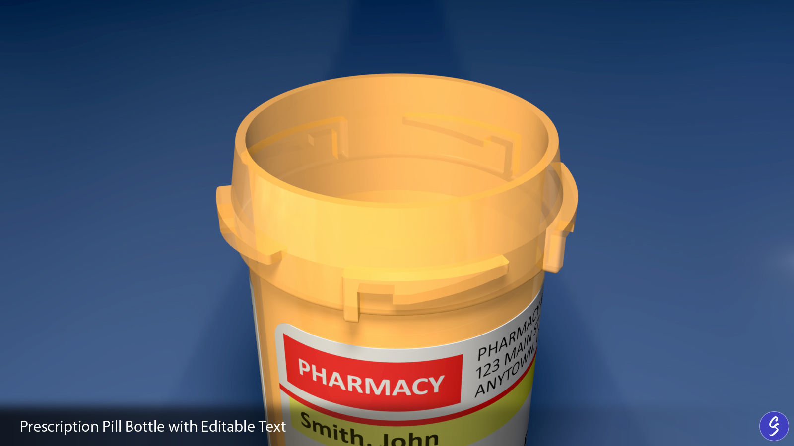 Prescription Pill Bottle with Editable Text 02 3D model_8