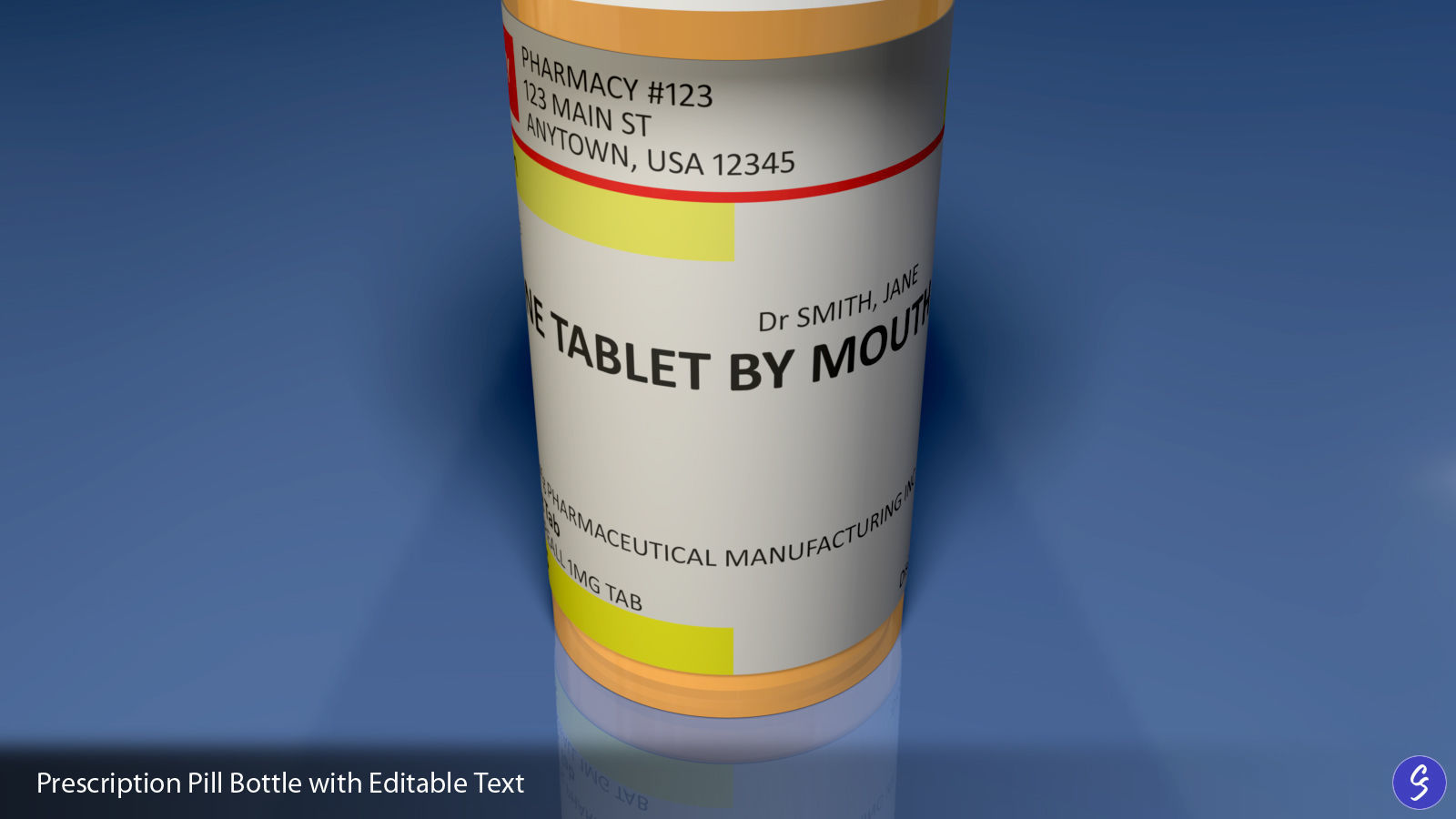 Prescription Pill Bottle with Editable Text 02 3D model_4