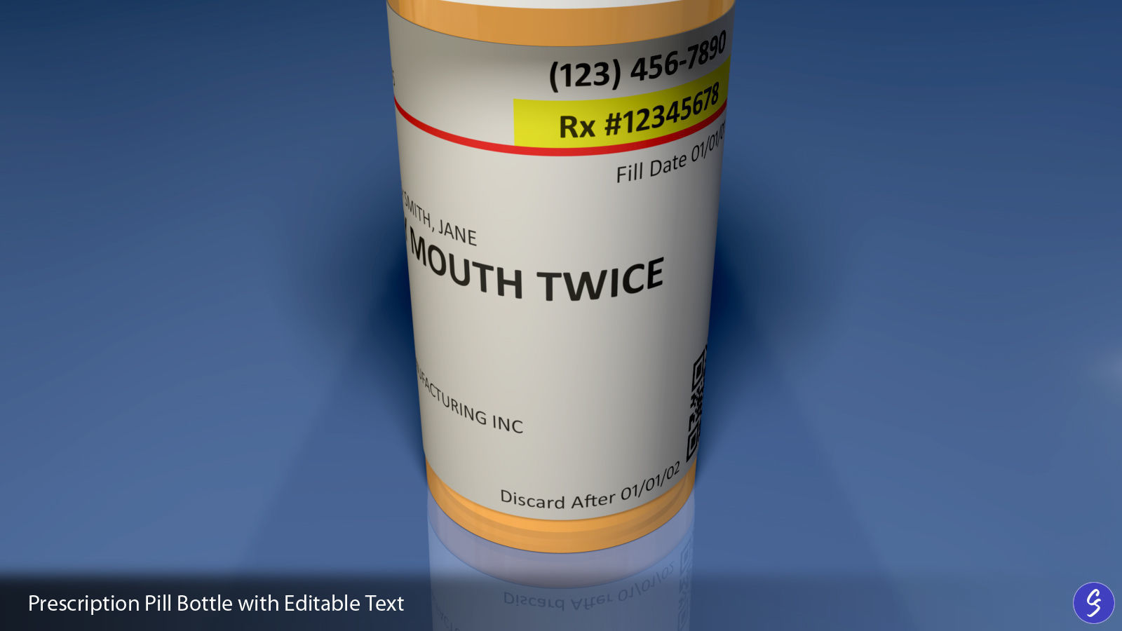 Prescription Pill Bottle with Editable Text 02 3D model_5