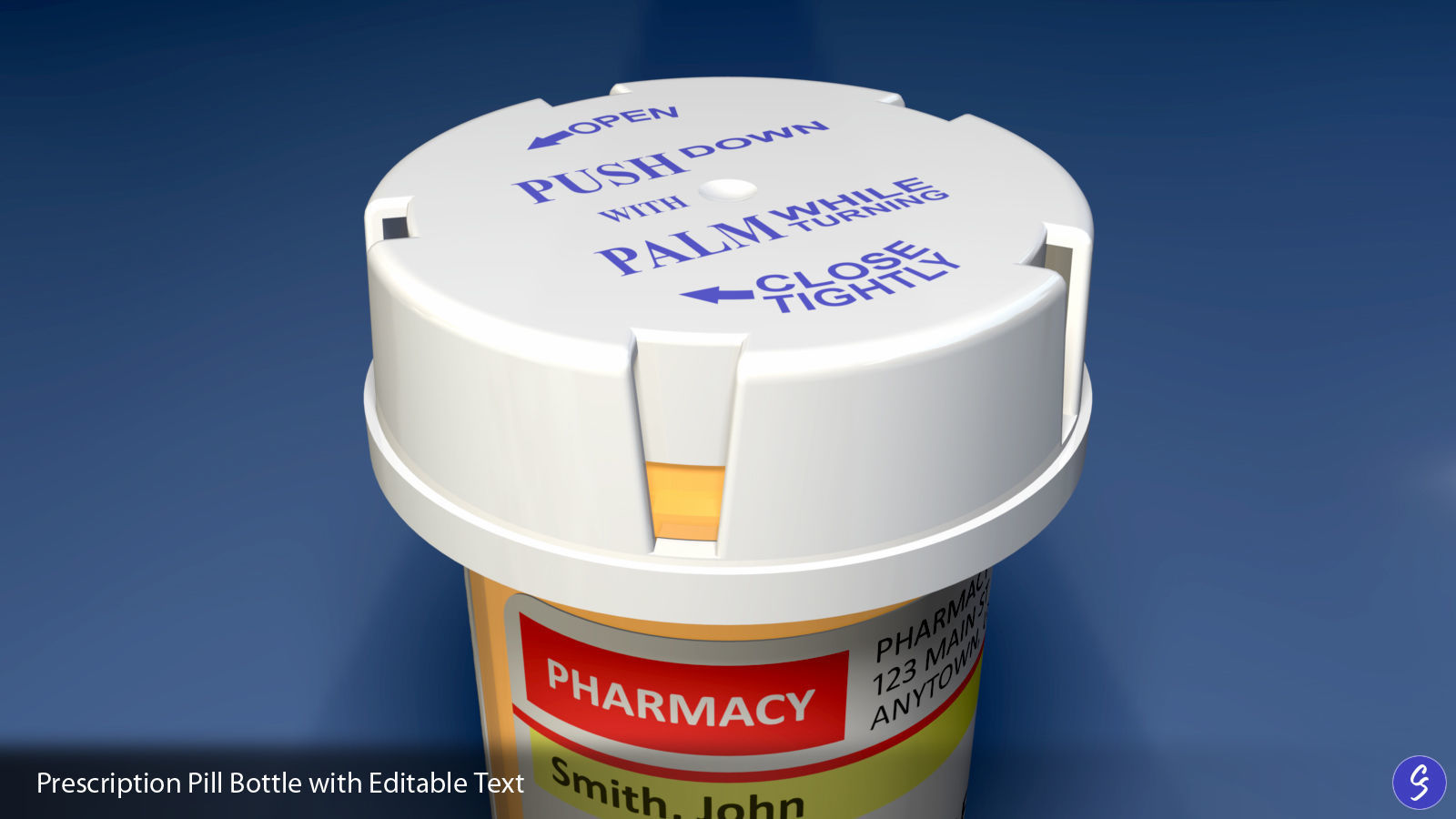Prescription Pill Bottle with Editable Text 02 3D model_7