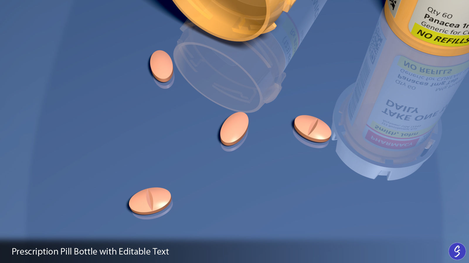 Prescription Pill Bottle with Editable Text 02 3D model_9