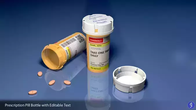 Prescription Pill Bottle with Editable Text 02 3D model