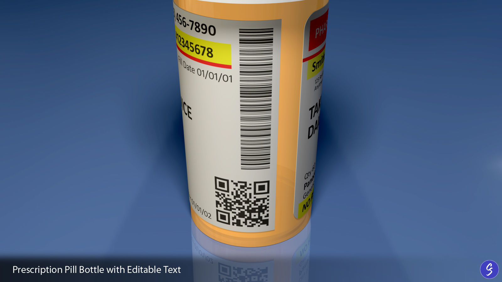 Prescription Pill Bottle with Editable Text 02 3D model_6