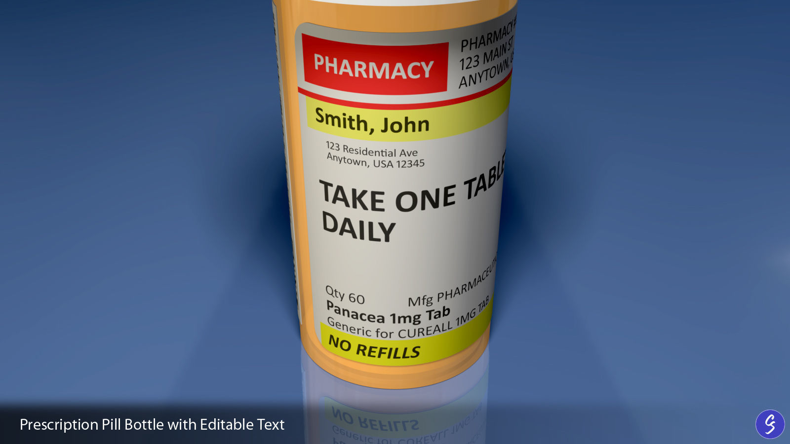 Prescription Pill Bottle with Editable Text 02 3D model_3