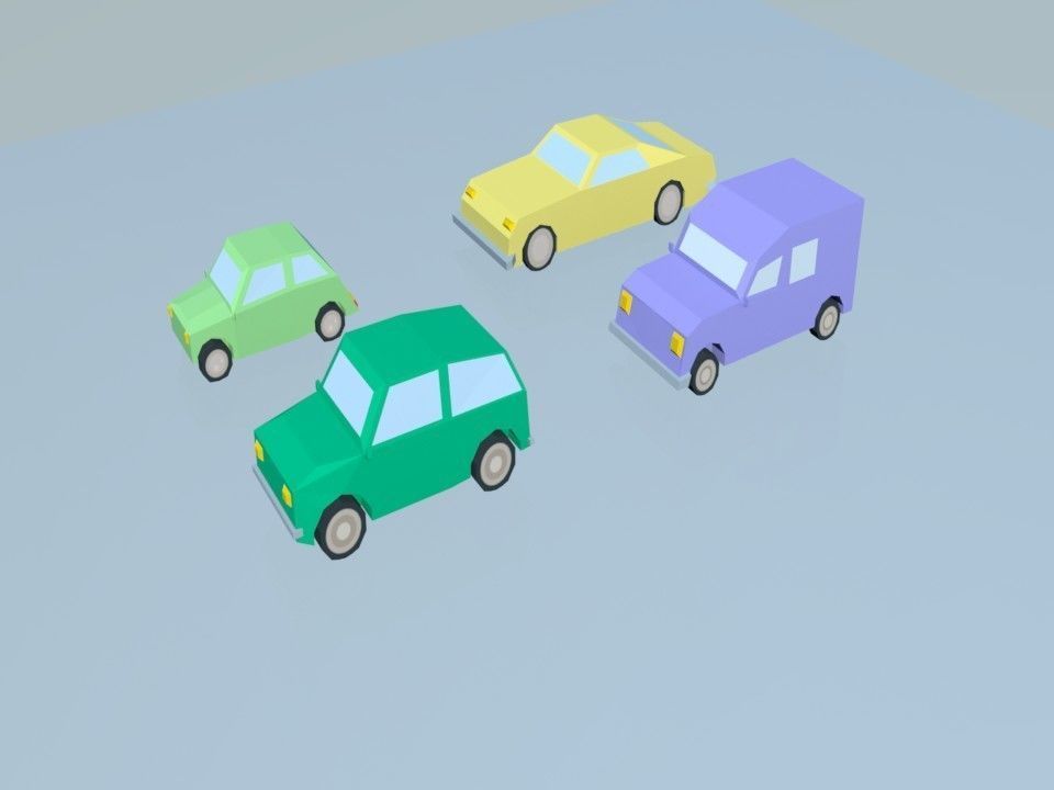 Low Poly Cars 4-1 Low-poly 3D model_2