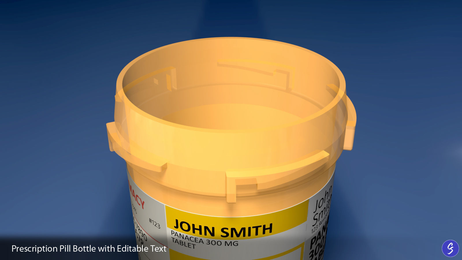 Prescription Pill Bottle with Editable Text 03 3D model_8