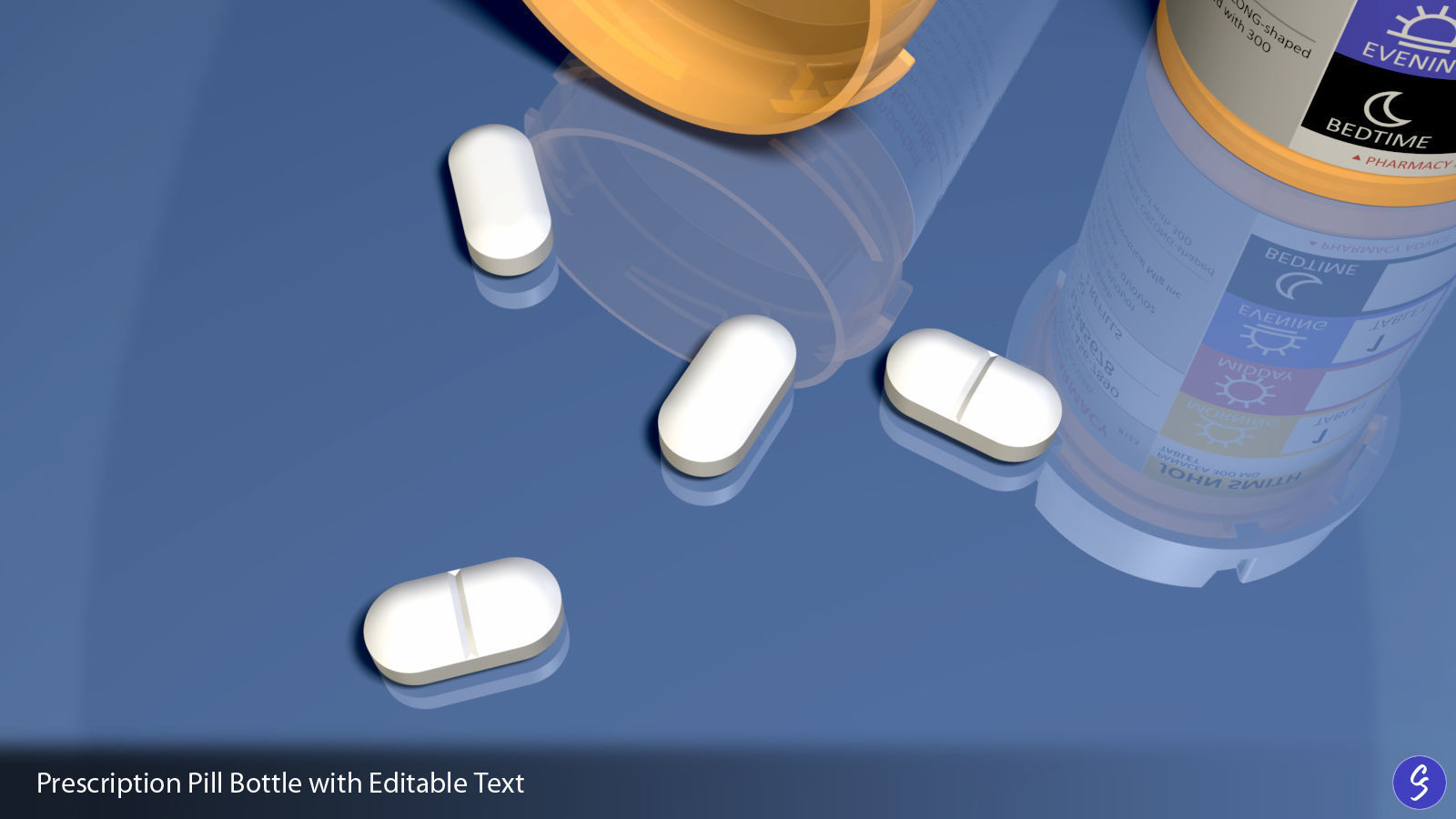 Prescription Pill Bottle with Editable Text 03 3D model_9