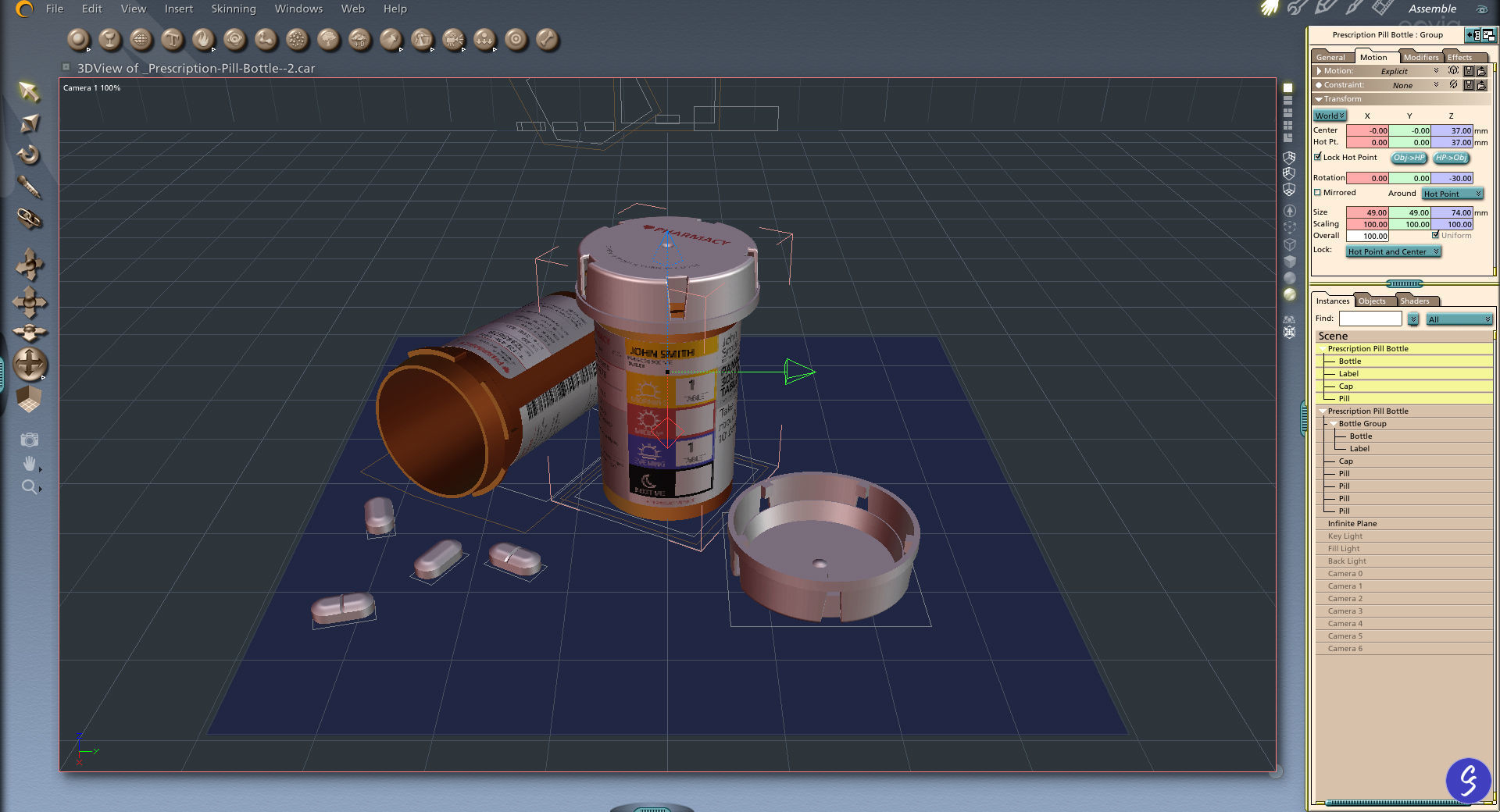 Prescription Pill Bottle with Editable Text 03 3D model_16