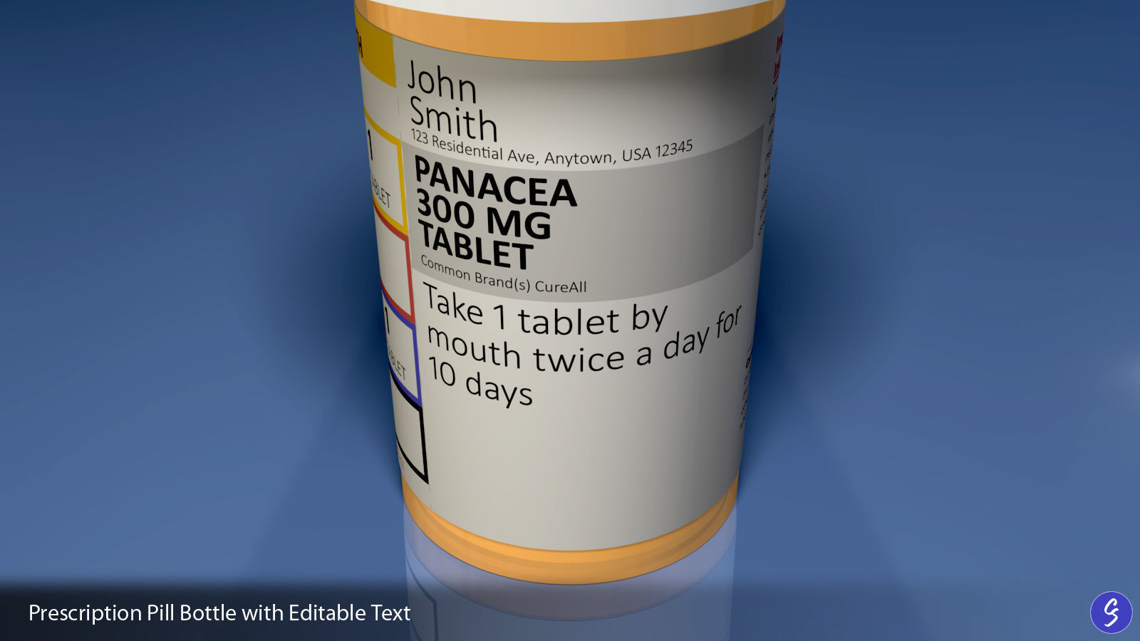 Prescription Pill Bottle with Editable Text 03 3D model_5