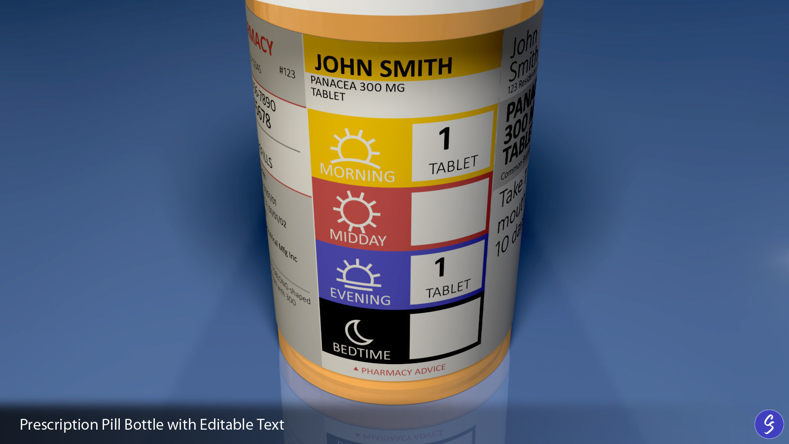 Prescription Pill Bottle with Editable Text 03 3D model_4