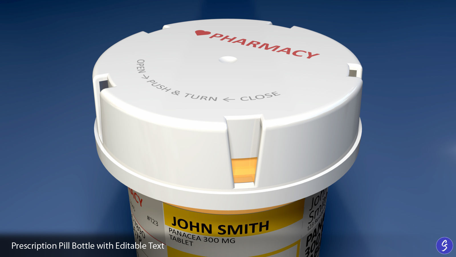 Prescription Pill Bottle with Editable Text 03 3D model_7