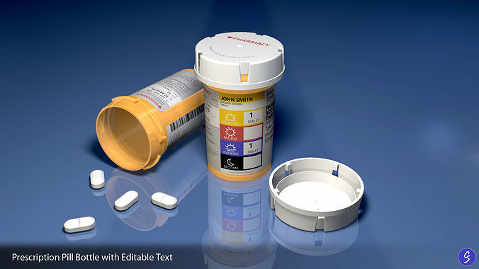 Prescription Pill Bottle with Editable Text 03 3D model
