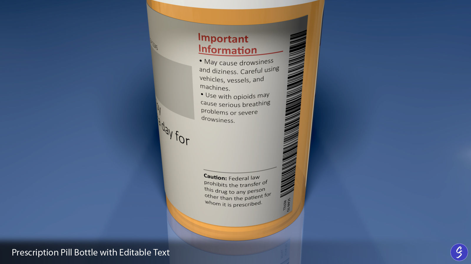 Prescription Pill Bottle with Editable Text 03 3D model_6