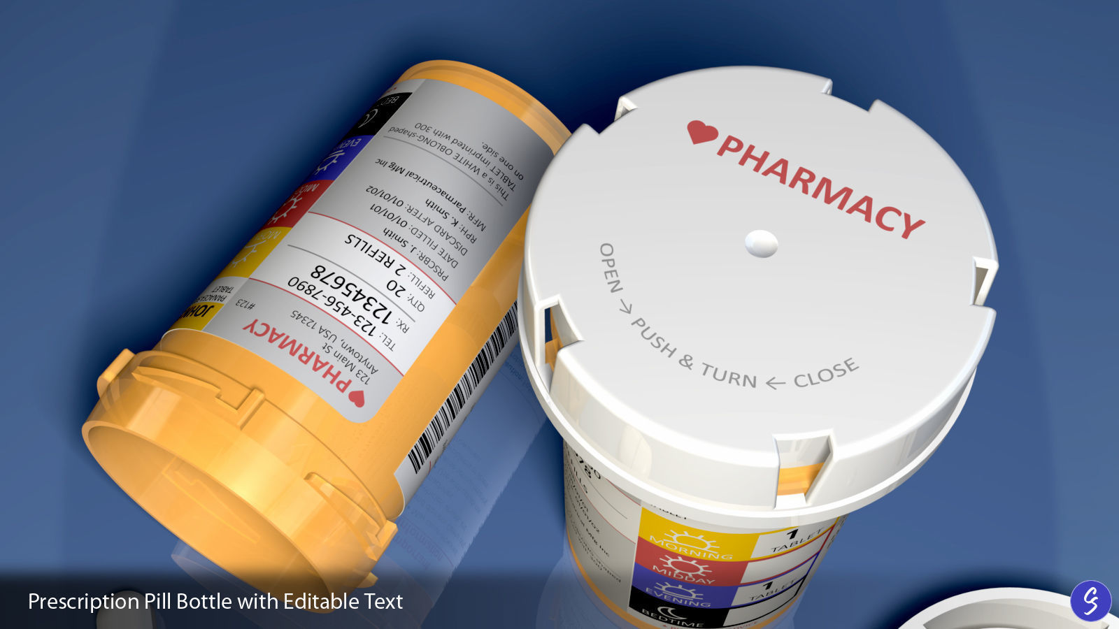 Prescription Pill Bottle with Editable Text 03 3D model_1