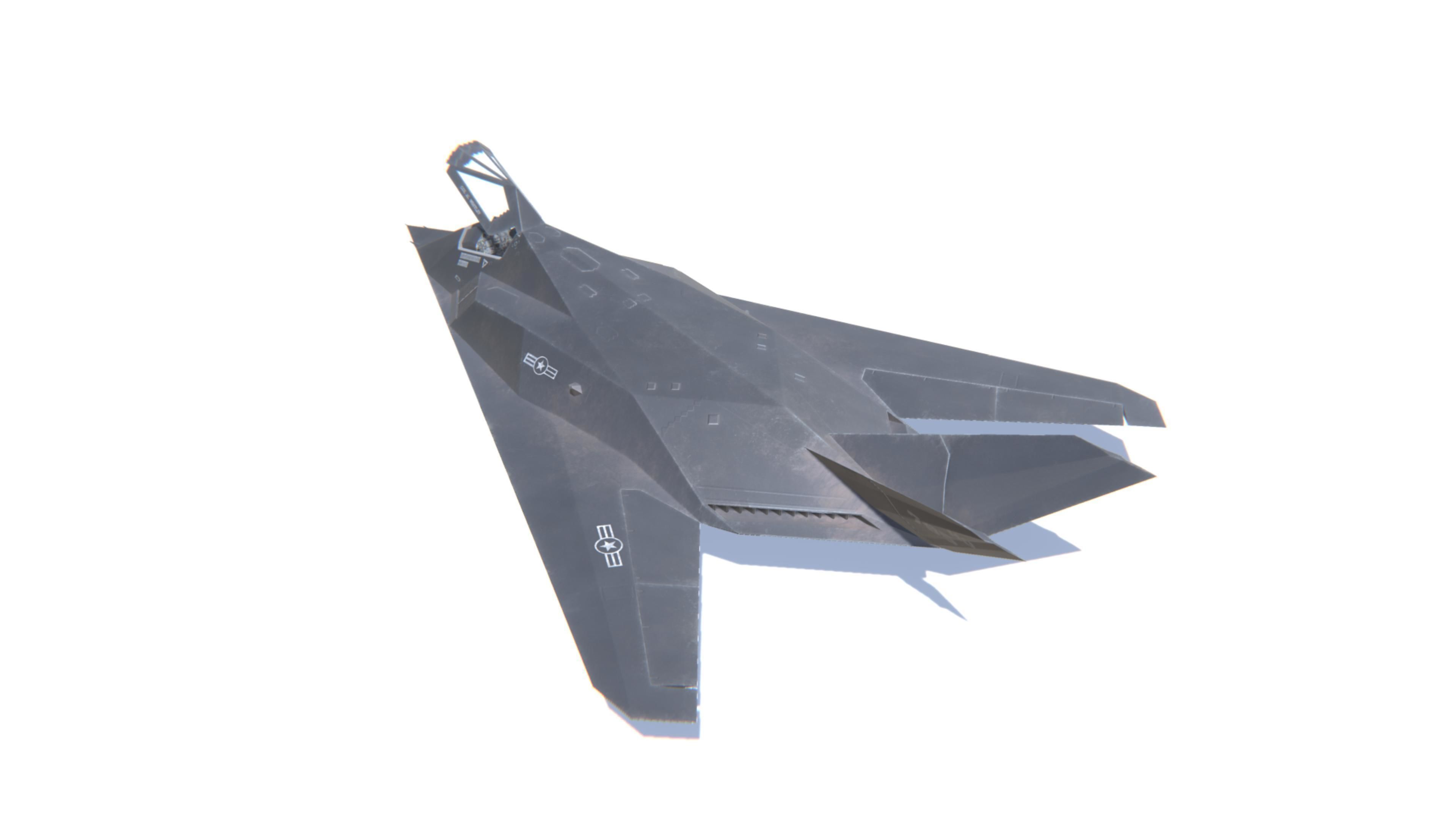 F-117 Nighthawk Jet Fighter Aircraft Low-poly 3D model_7