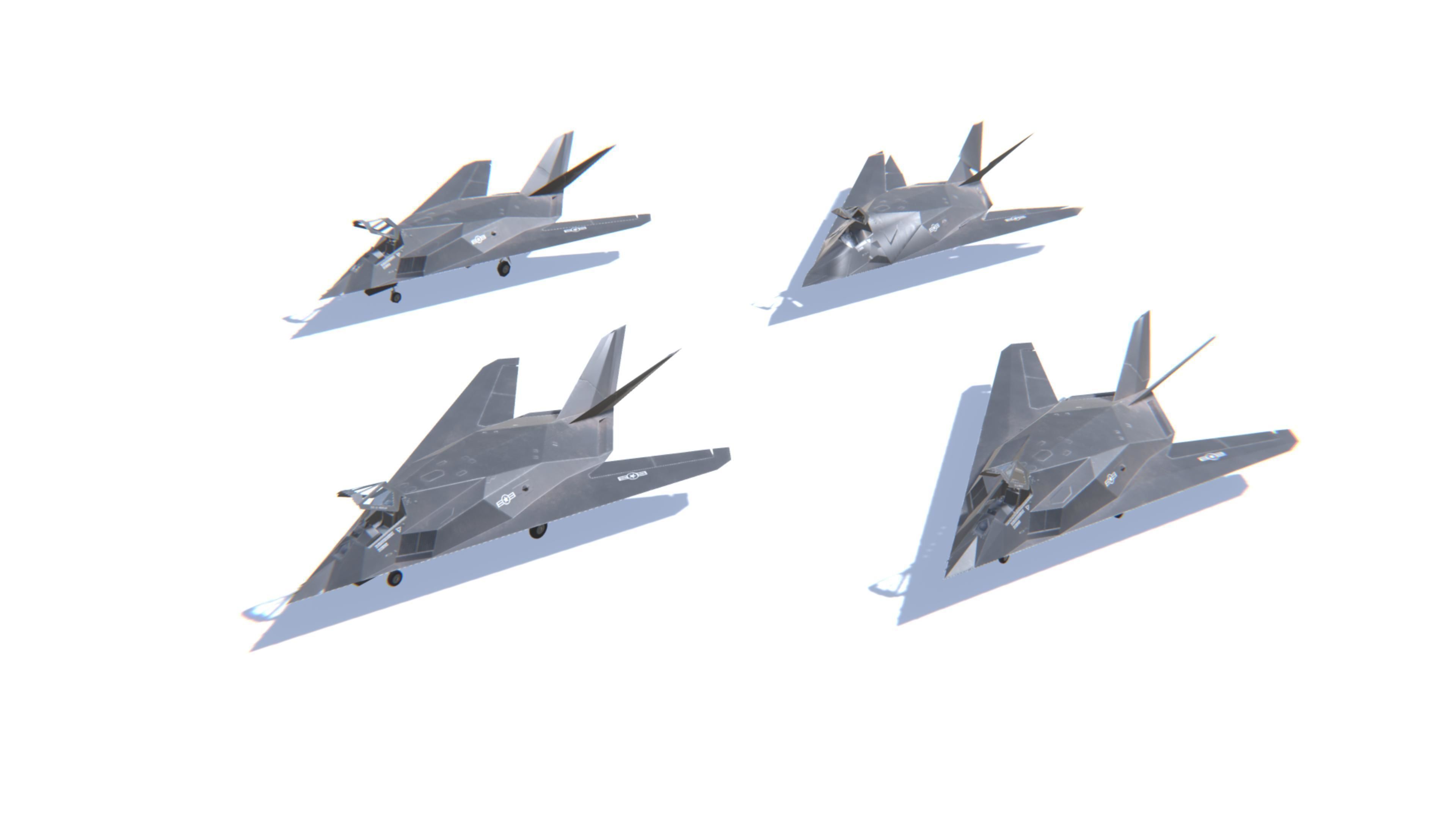 F-117 Nighthawk Jet Fighter Aircraft Low-poly 3D model_24