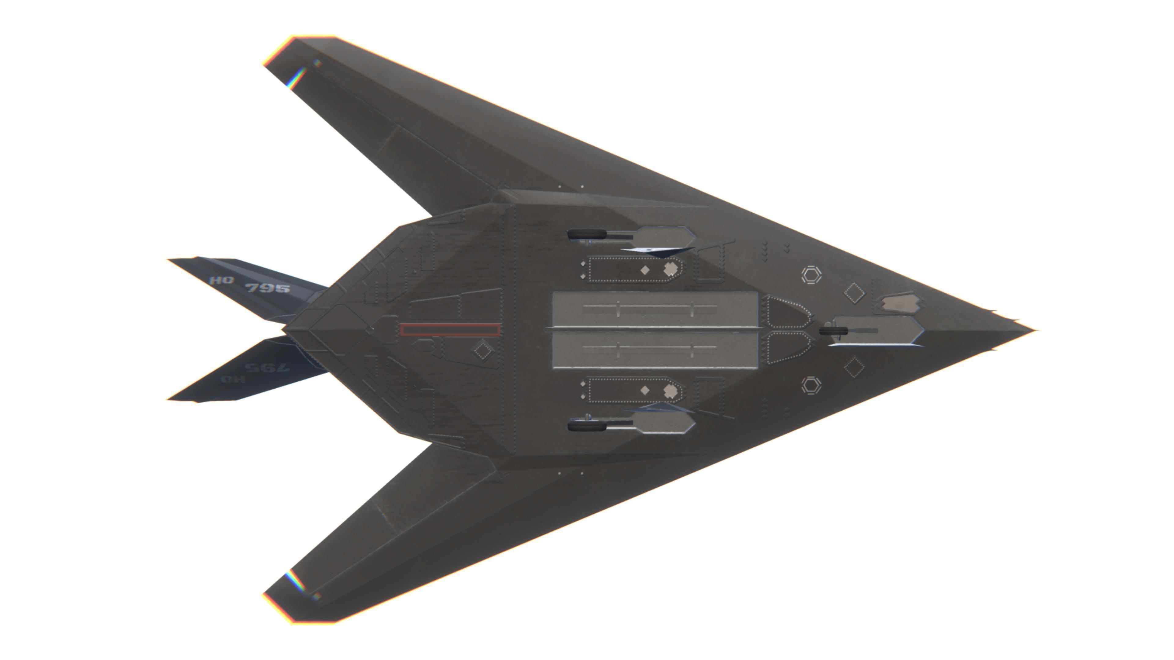 F-117 Nighthawk Jet Fighter Aircraft Low-poly 3D model_23