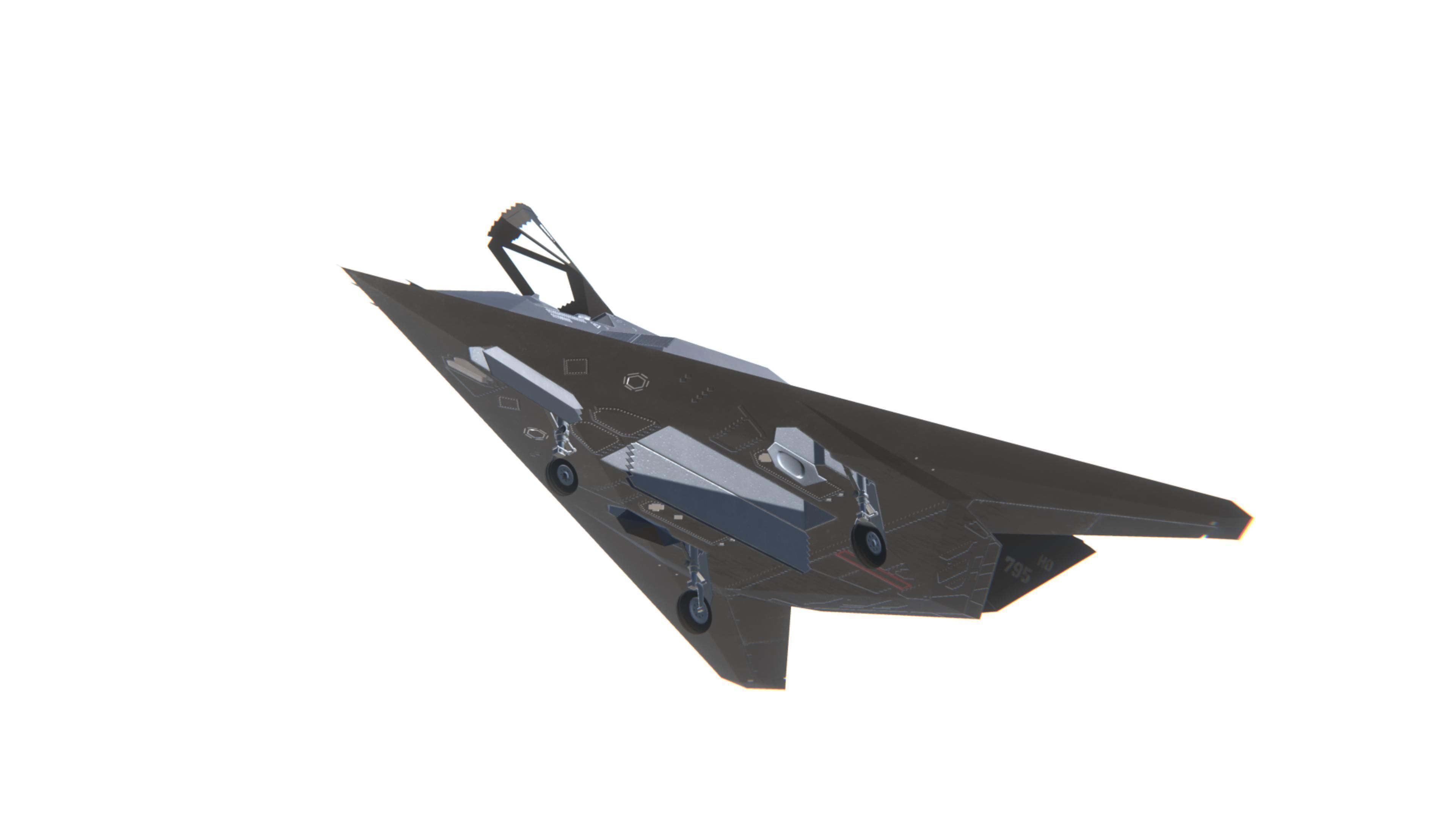 F-117 Nighthawk Jet Fighter Aircraft Low-poly 3D model_10