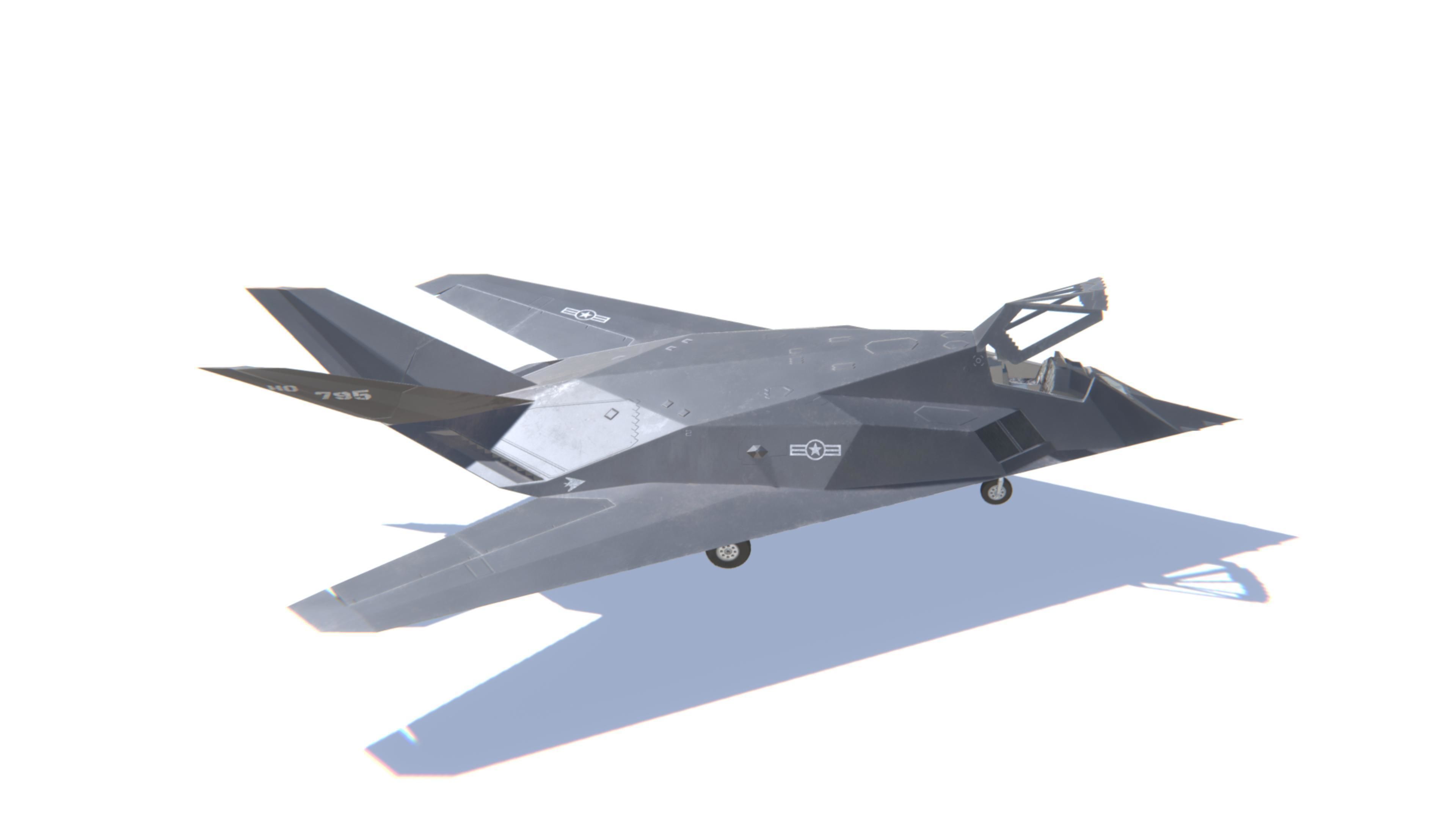 F-117 Nighthawk Jet Fighter Aircraft Low-poly 3D model_4