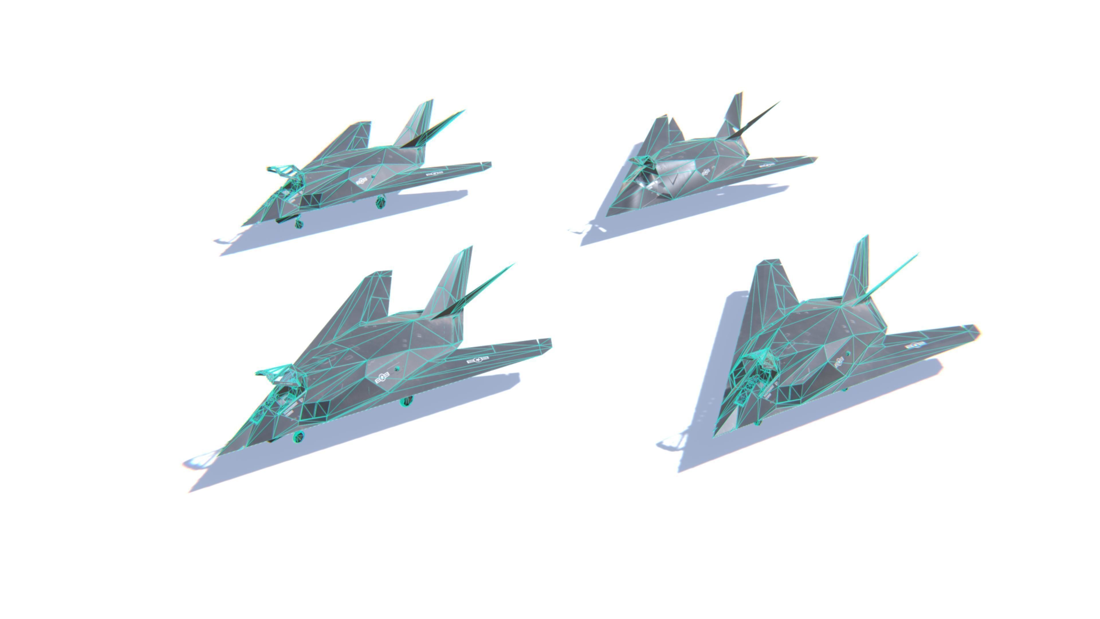 F-117 Nighthawk Jet Fighter Aircraft Low-poly 3D model_25