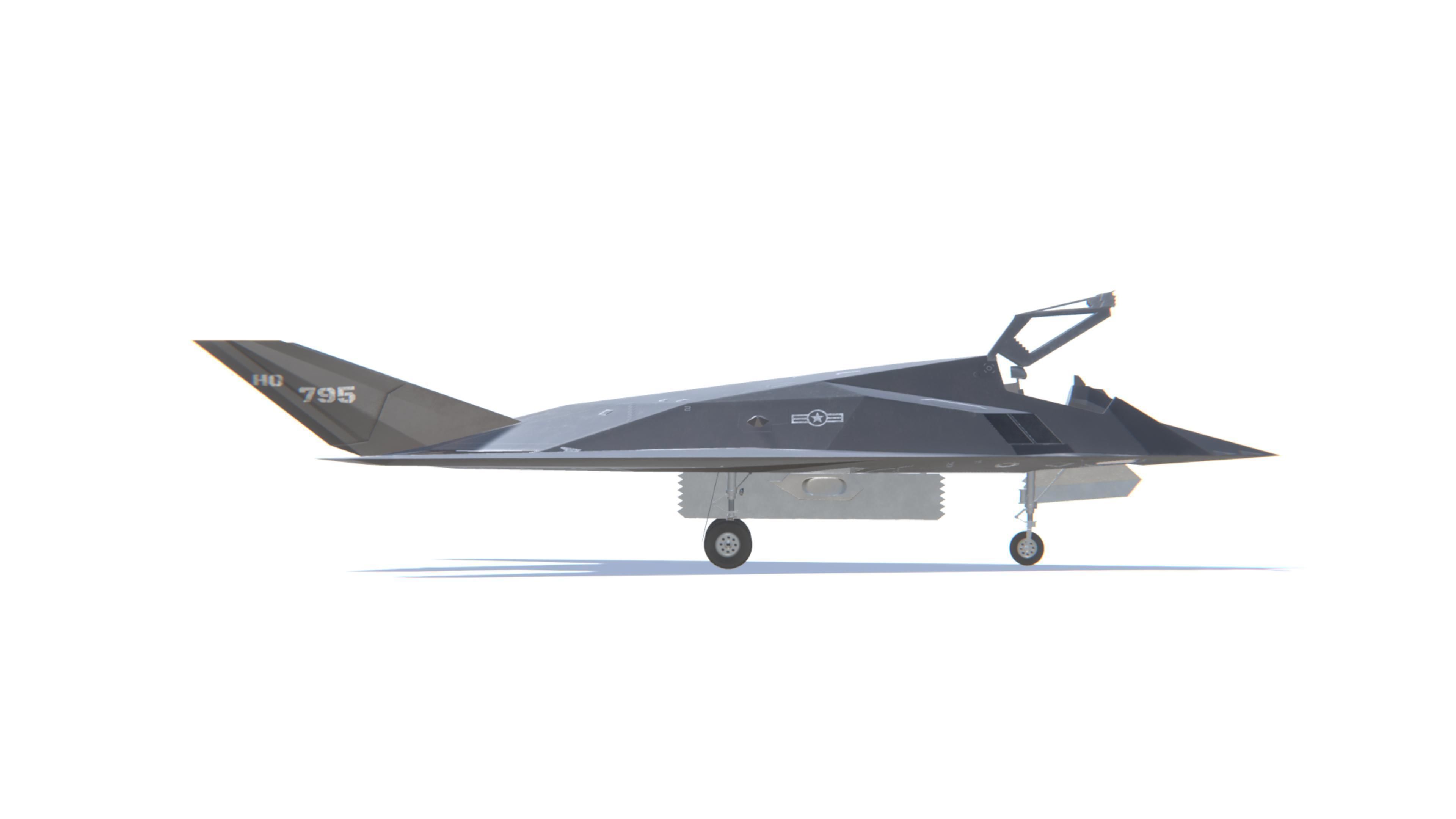 F-117 Nighthawk Jet Fighter Aircraft Low-poly 3D model_19