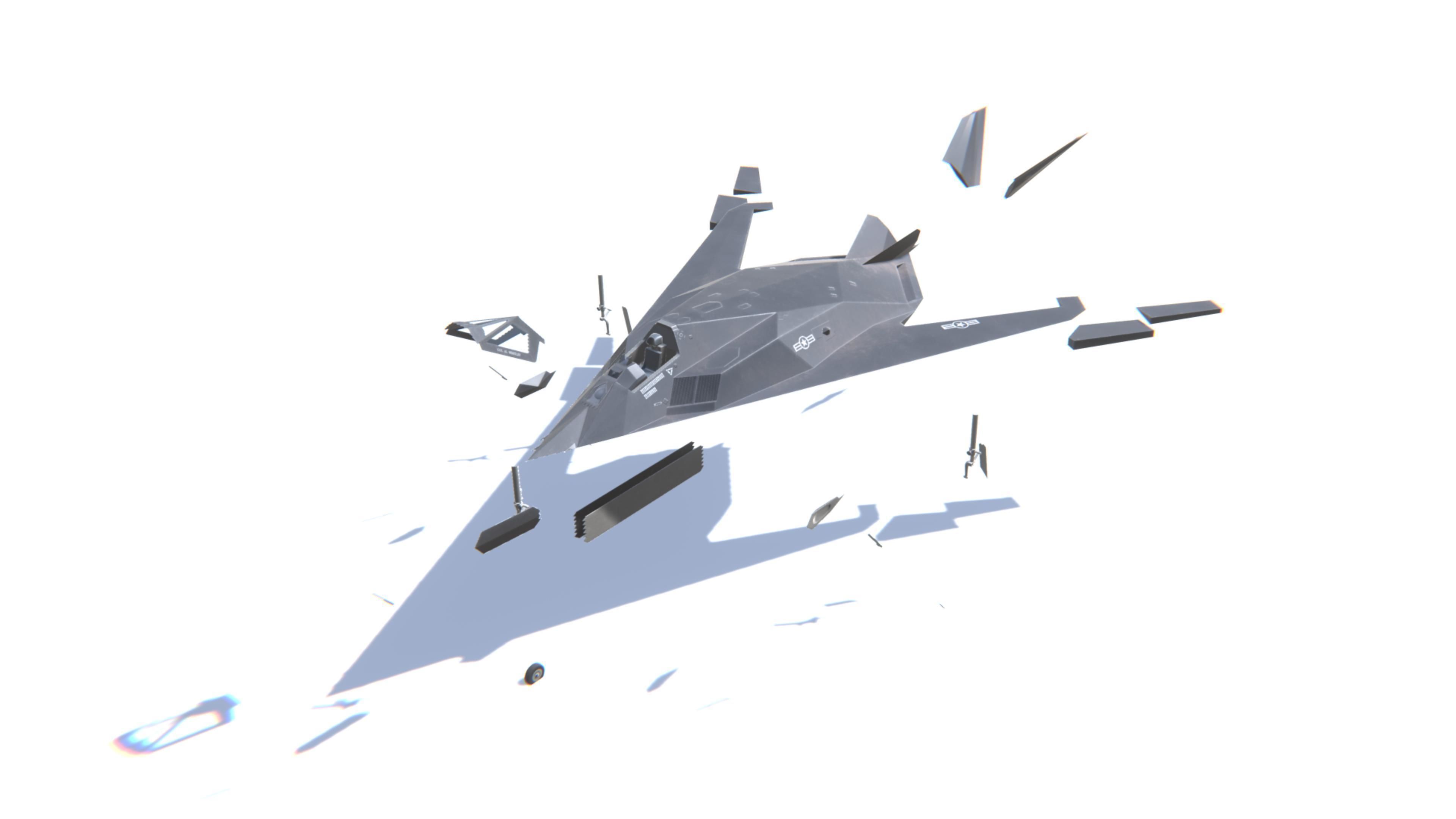 F-117 Nighthawk Jet Fighter Aircraft Low-poly 3D model_9