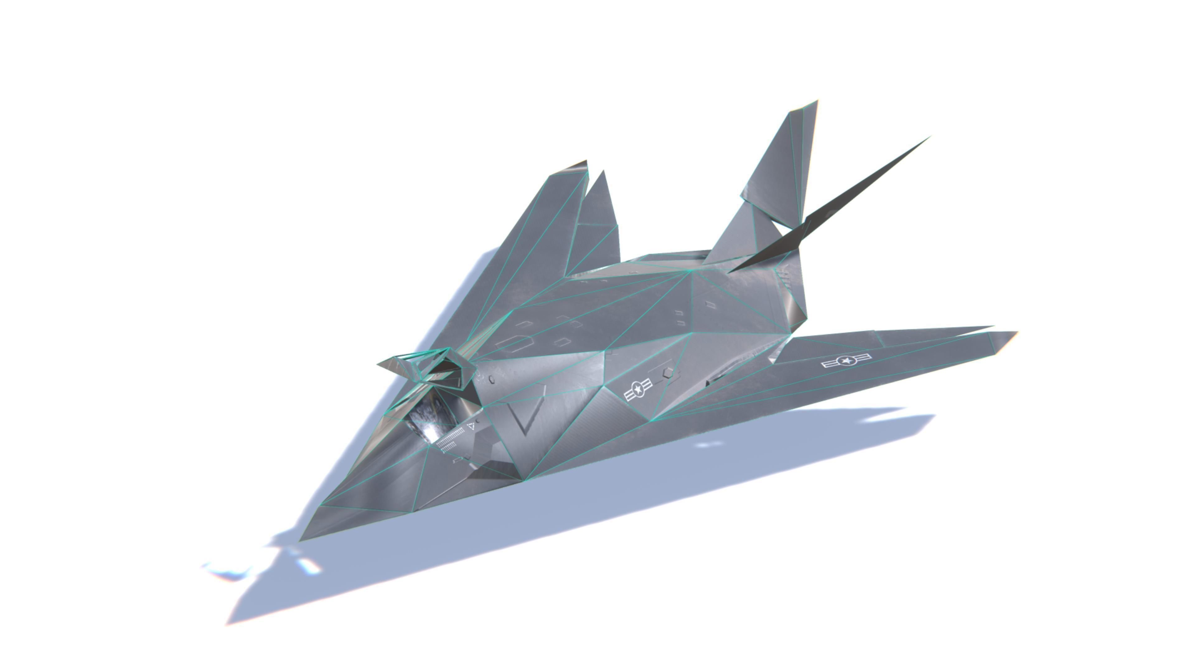 F-117 Nighthawk Jet Fighter Aircraft Low-poly 3D model_29