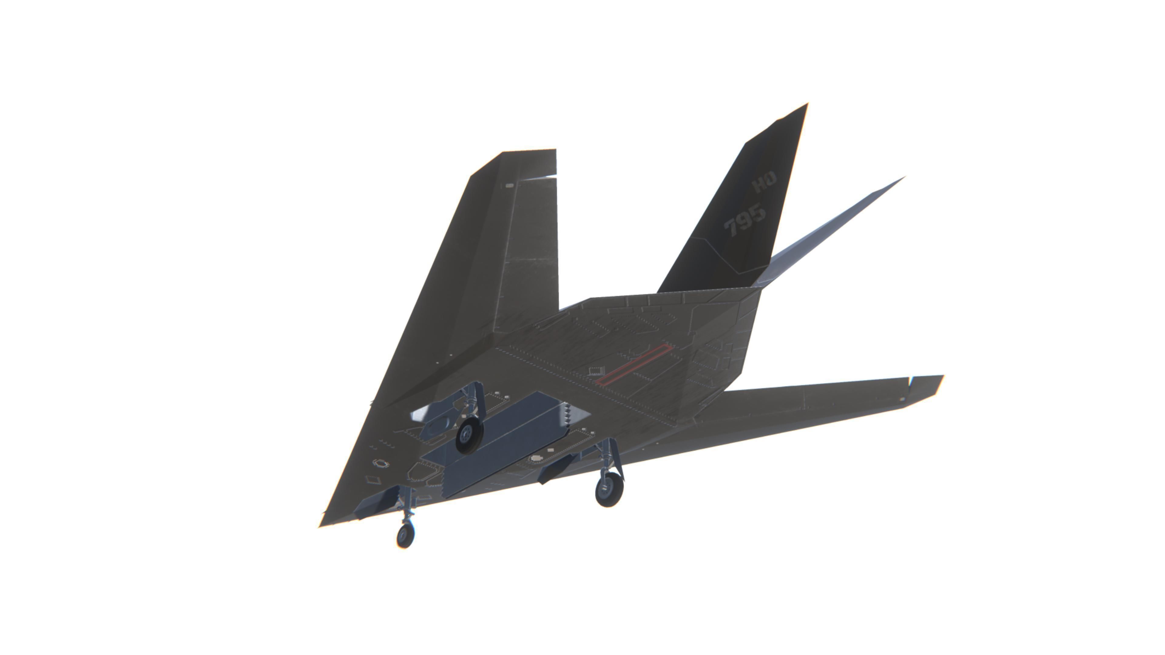 F-117 Nighthawk Jet Fighter Aircraft Low-poly 3D model_16