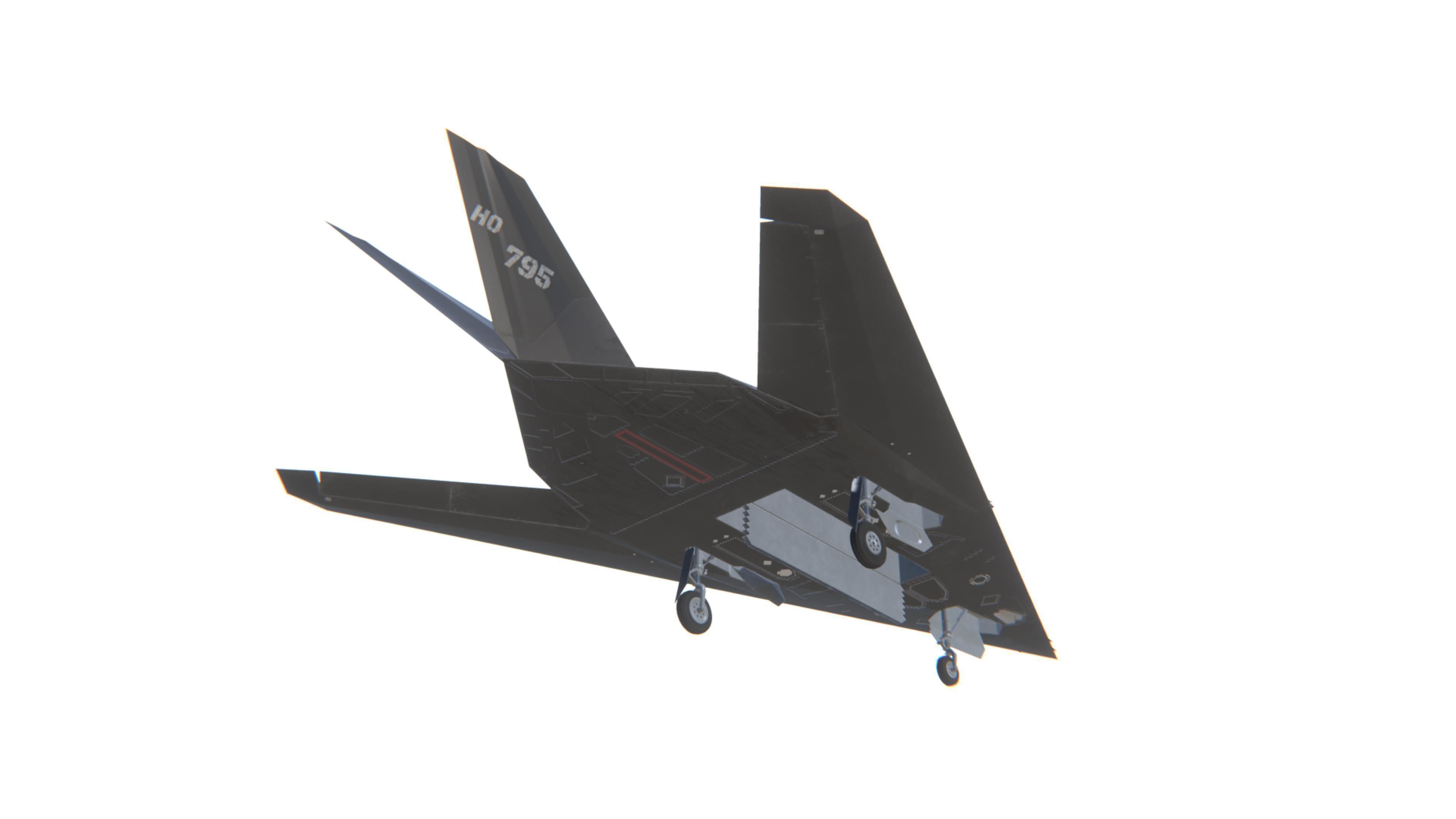 F-117 Nighthawk Jet Fighter Aircraft Low-poly 3D model_14