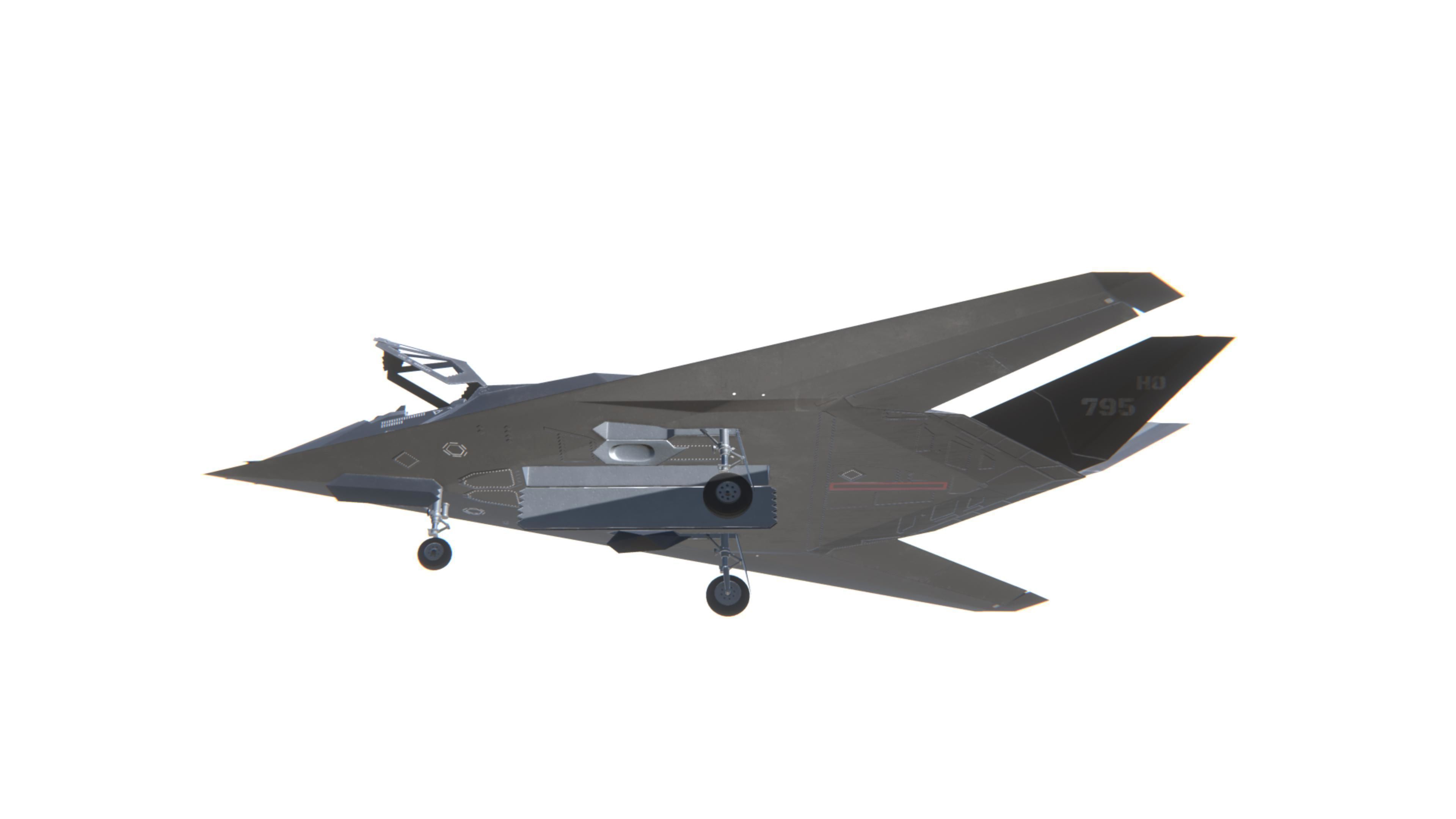 F-117 Nighthawk Jet Fighter Aircraft Low-poly 3D model_17