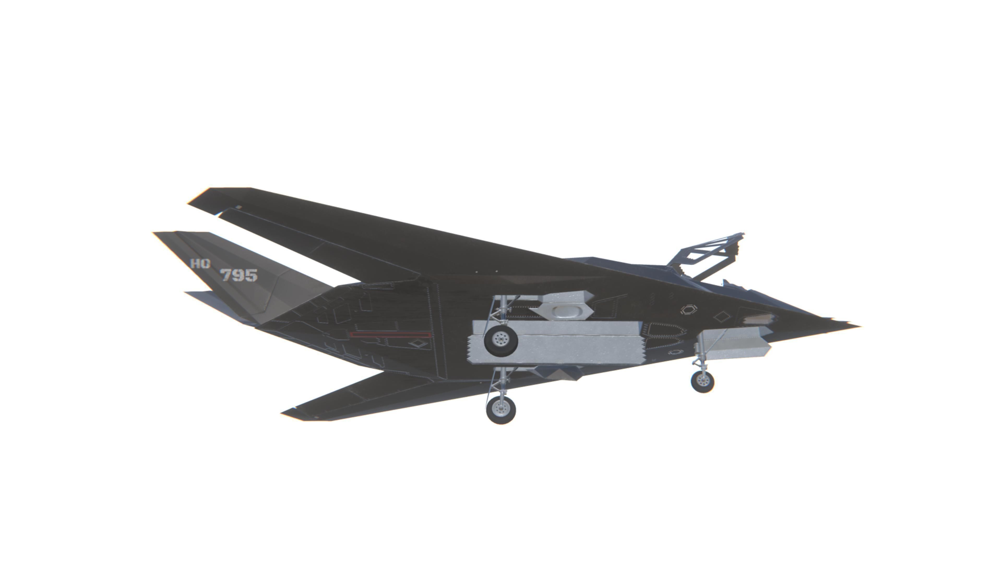 F-117 Nighthawk Jet Fighter Aircraft Low-poly 3D model_13