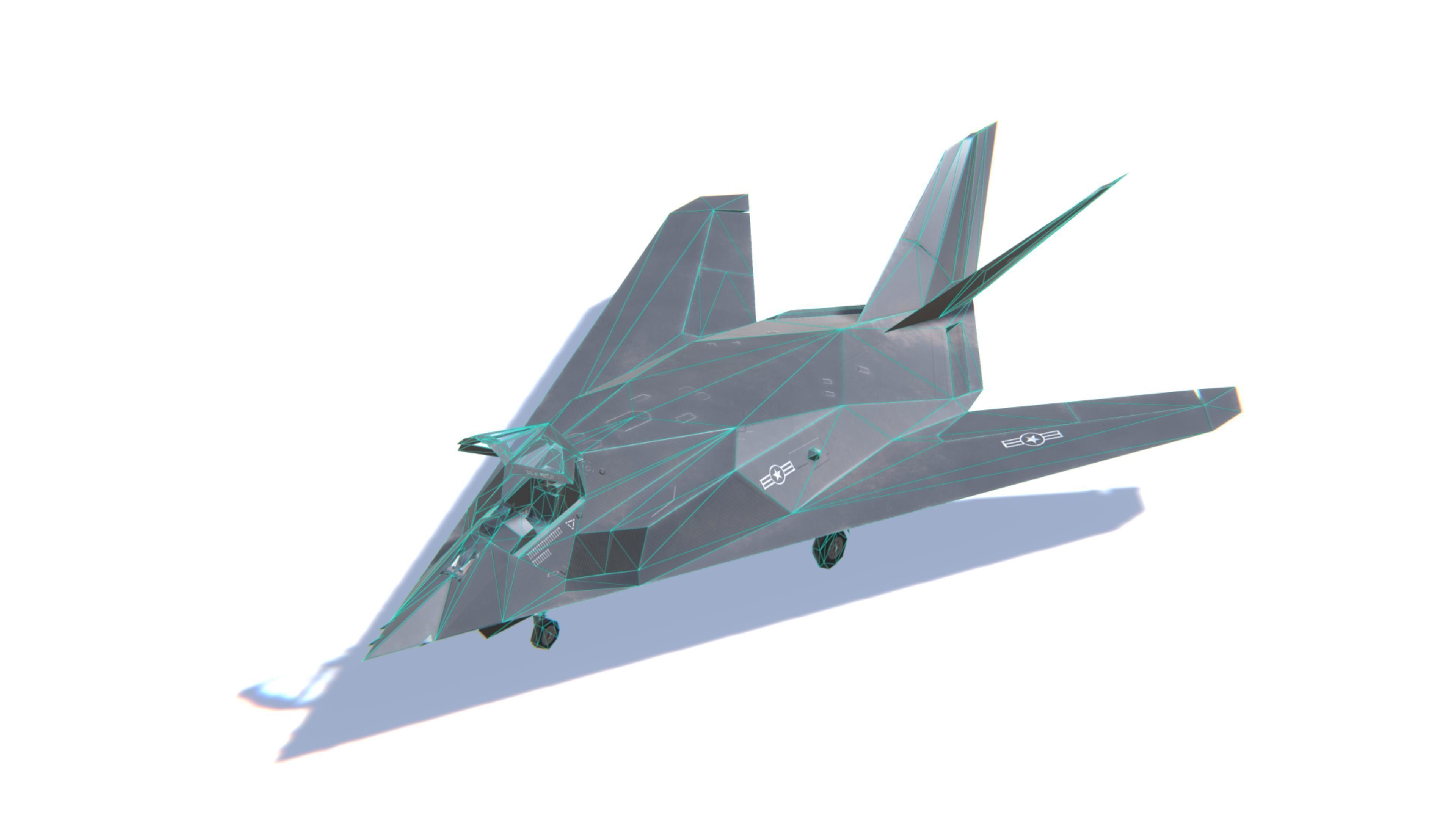 F-117 Nighthawk Jet Fighter Aircraft Low-poly 3D model_28