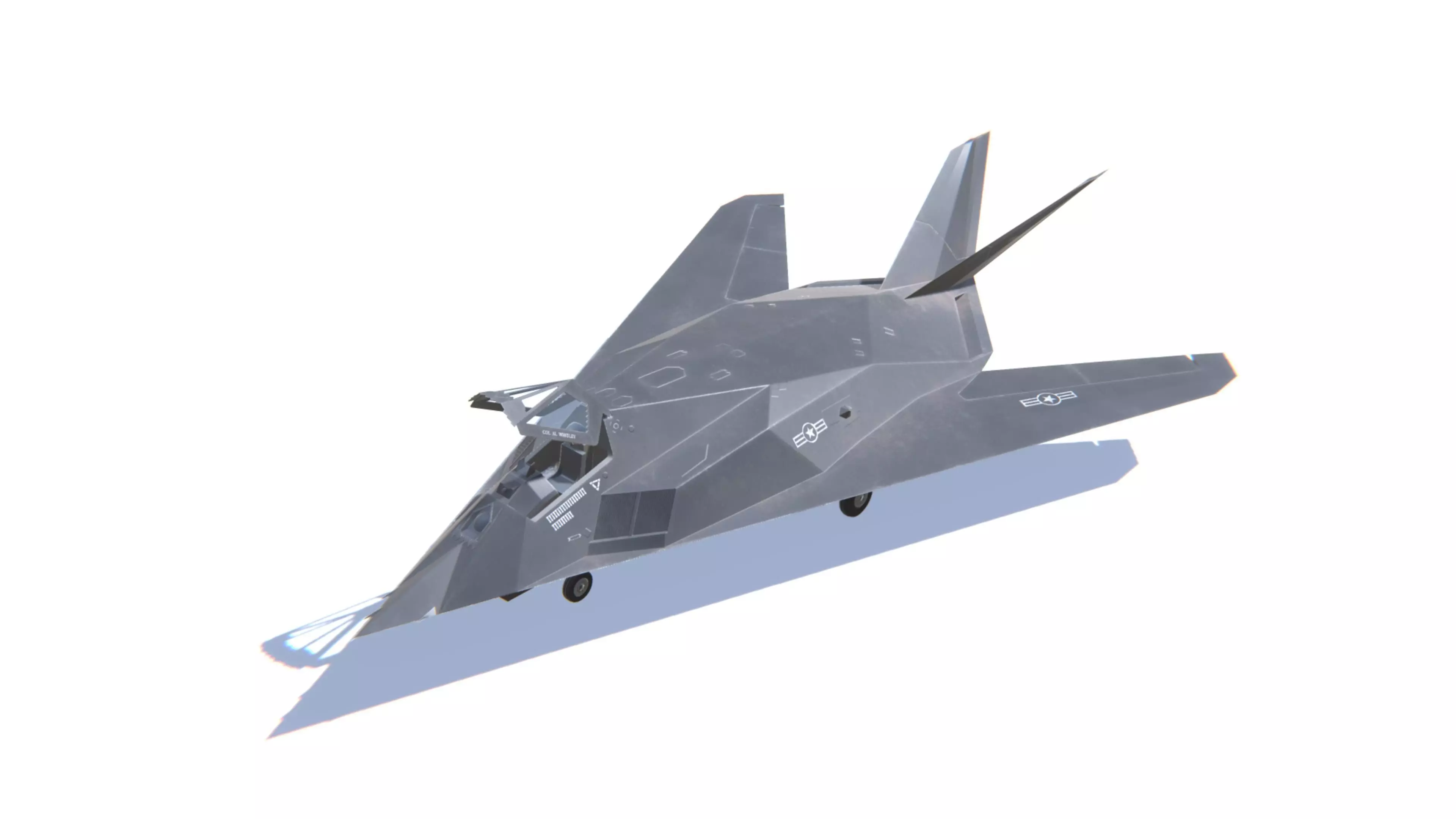 F-117 Nighthawk Jet Fighter Aircraft Low-poly 3D model_0