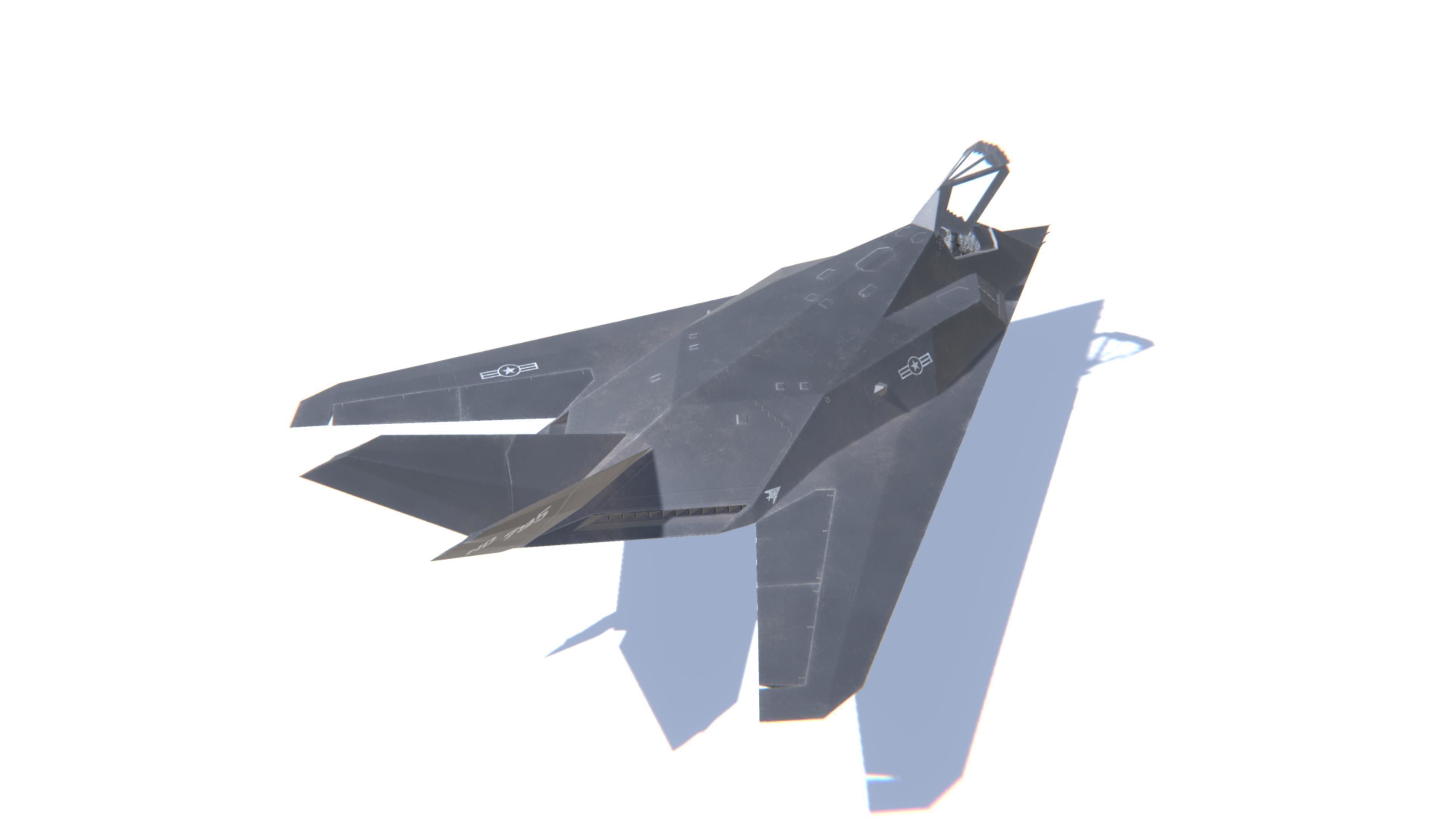 F-117 Nighthawk Jet Fighter Aircraft Low-poly 3D model_5