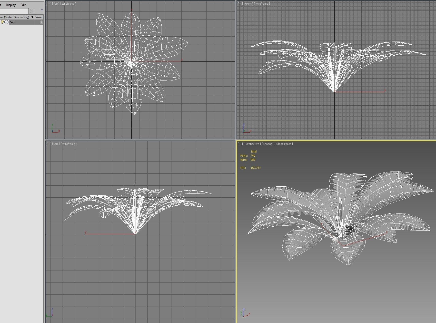 Fern Matteuccia struthiopteris  Low-poly 3D model_7