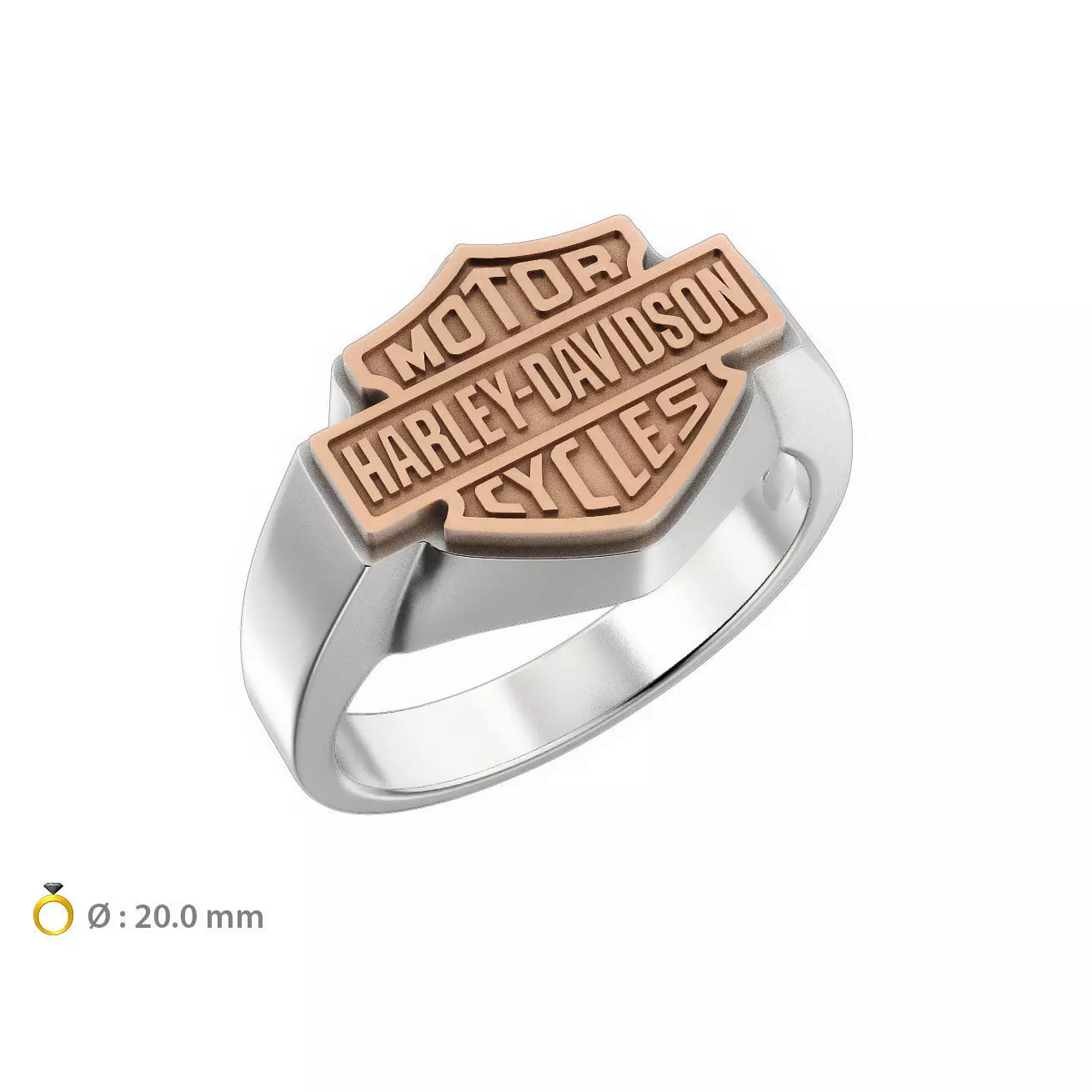 N180 HD02 Harley-Davidson signet ring 3D print model_0