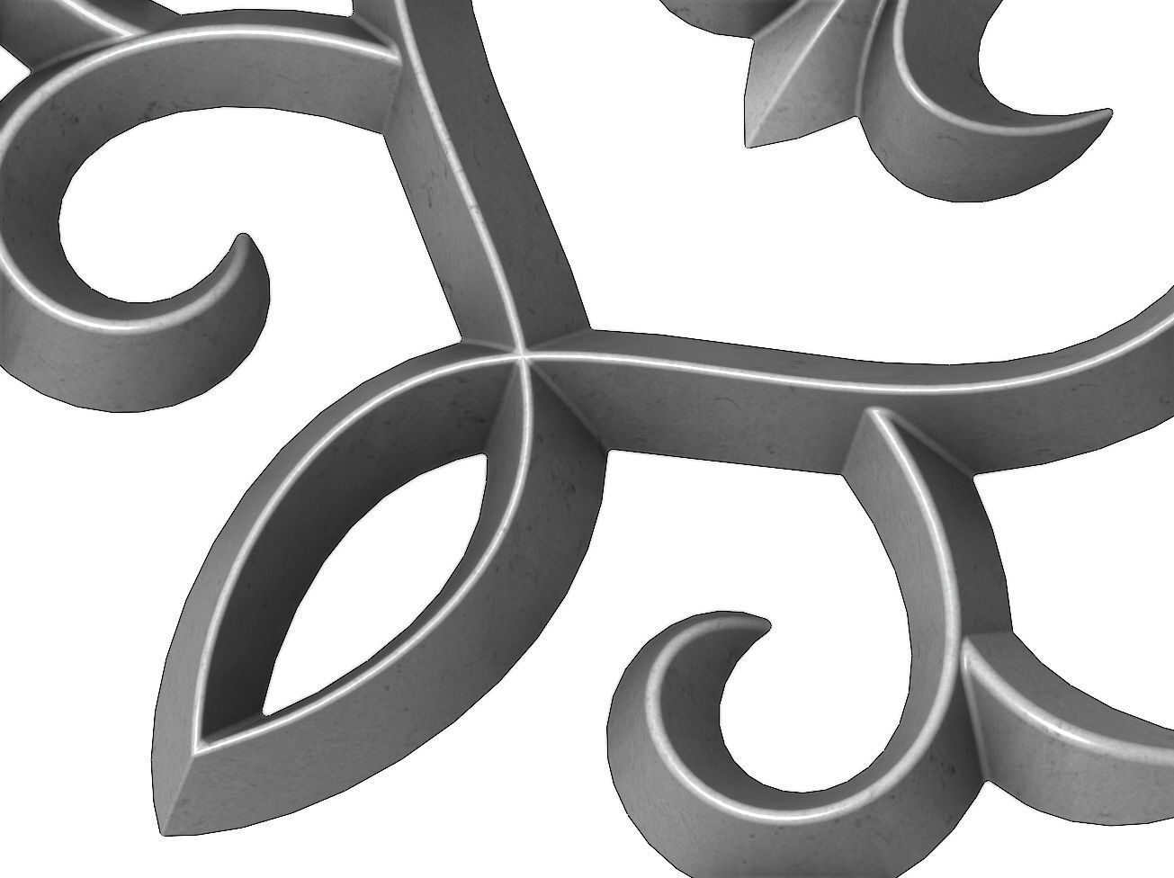 Victorian floral onlay relief 3D print model_8