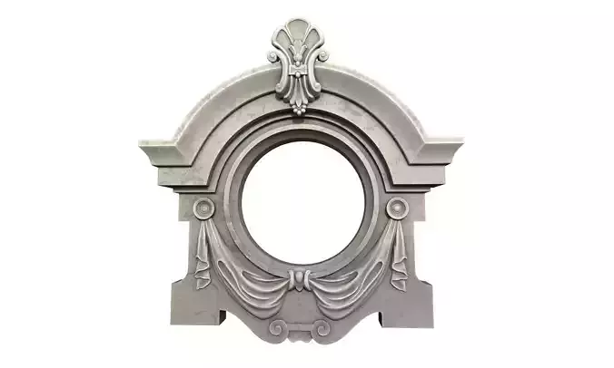 Emblem ornately carved marble frame