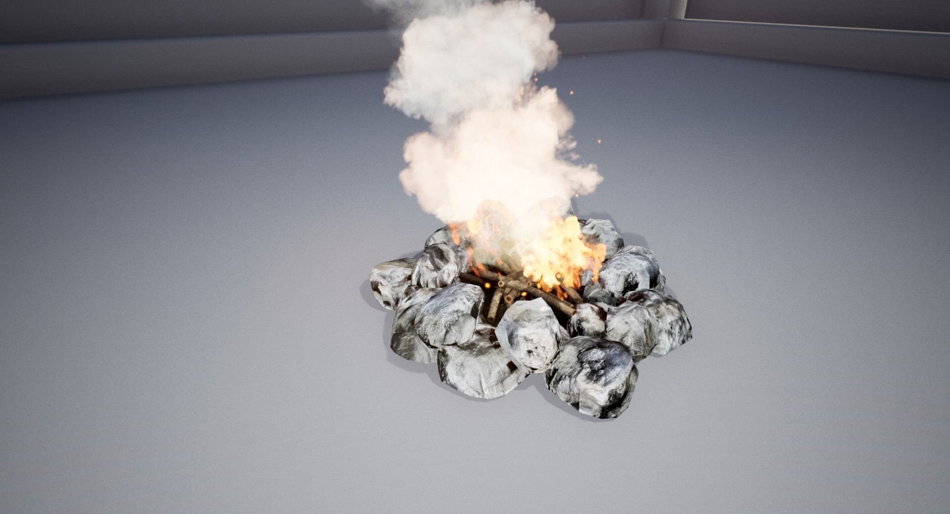 Campfire fire pit with smoke Low-poly 3D model_3