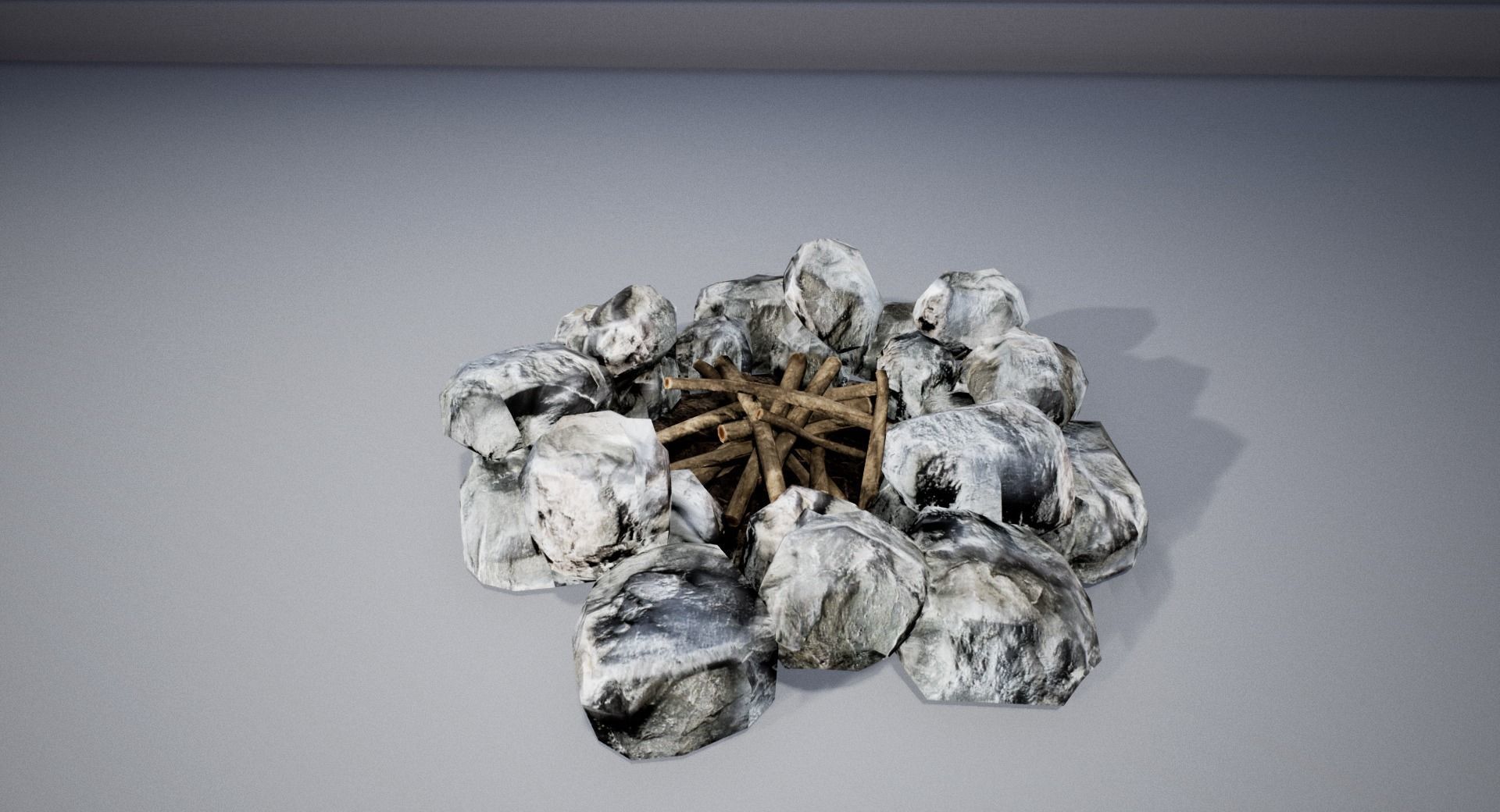 Campfire fire pit with smoke Low-poly 3D model_4