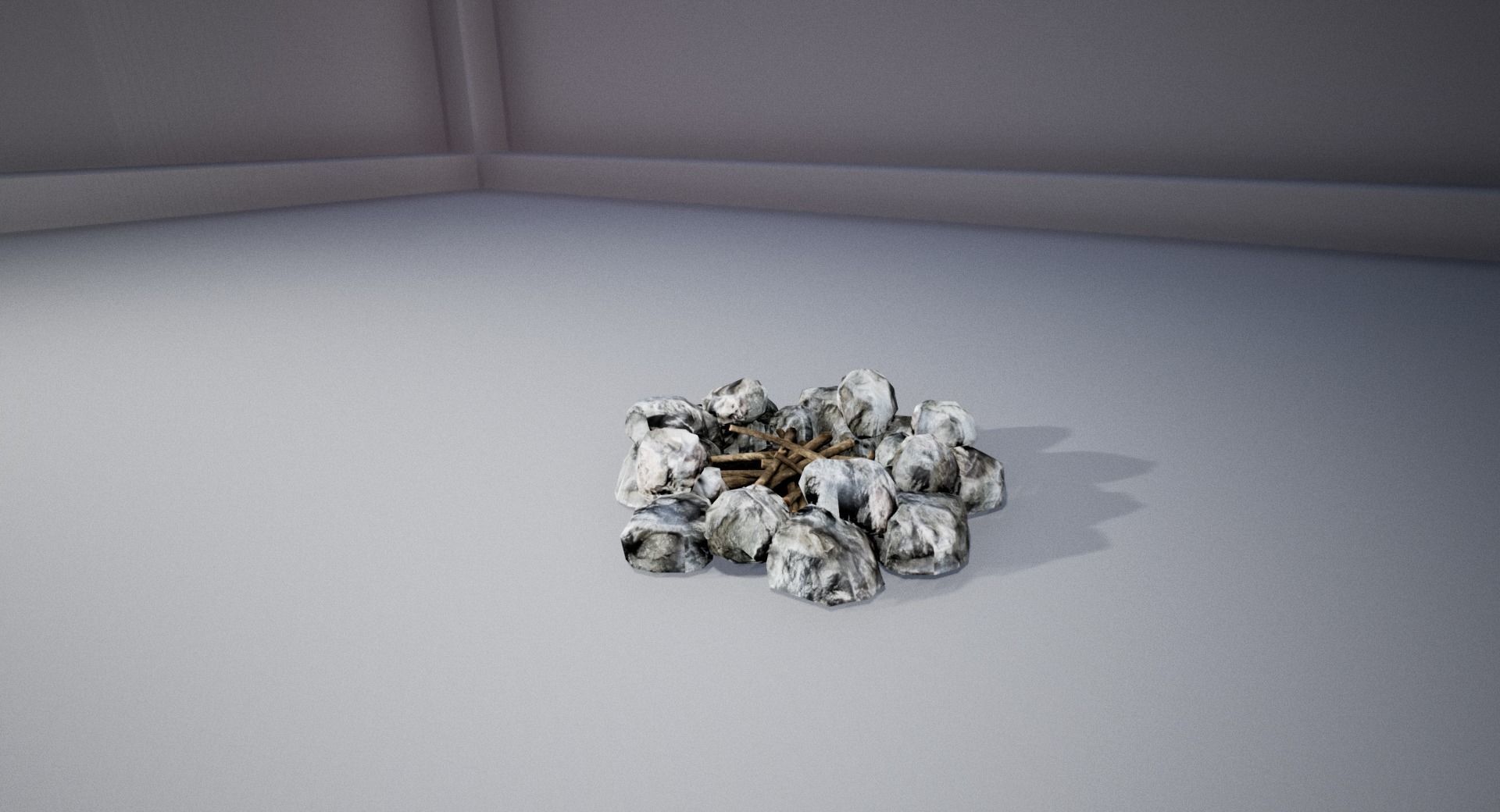 Campfire fire pit with smoke Low-poly 3D model_6