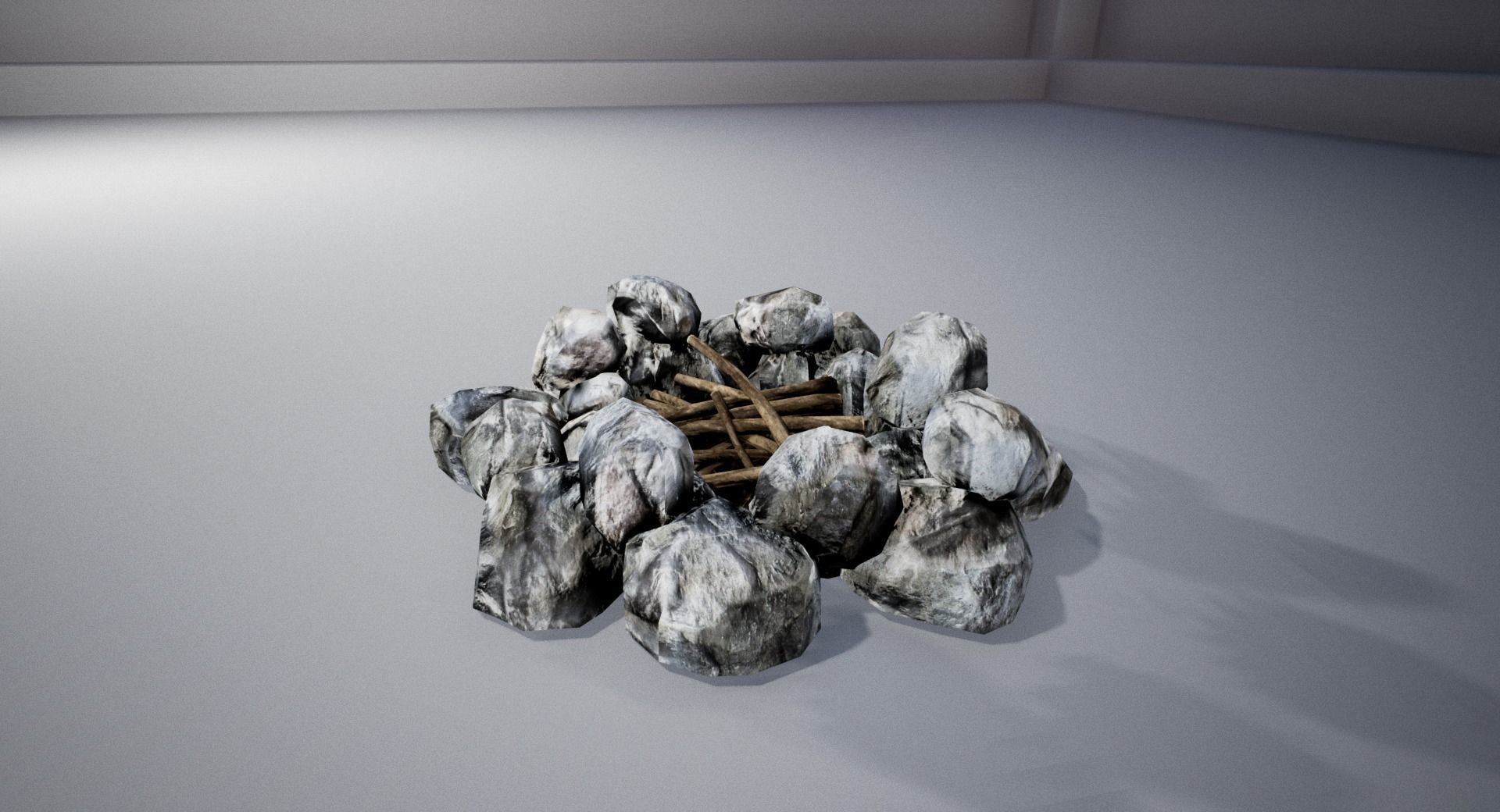 Campfire fire pit with smoke Low-poly 3D model_5
