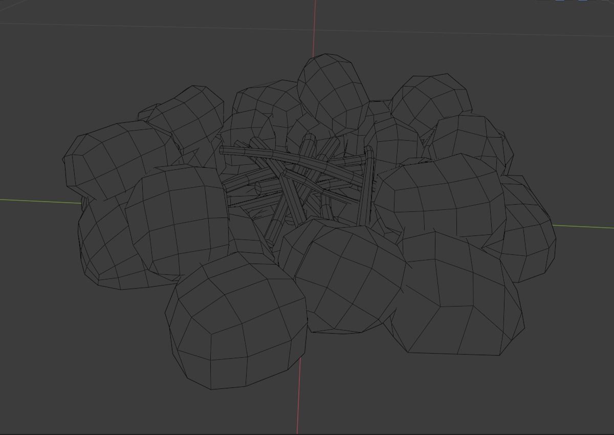 Campfire fire pit with smoke Low-poly 3D model_10