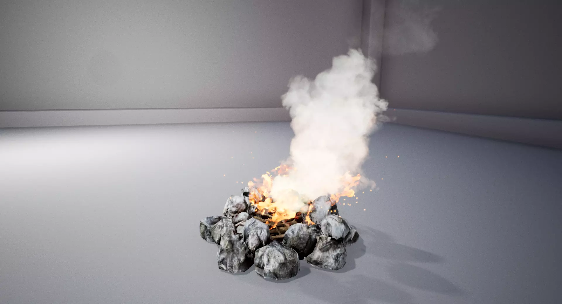 Campfire fire pit with smoke Low-poly 3D model_0