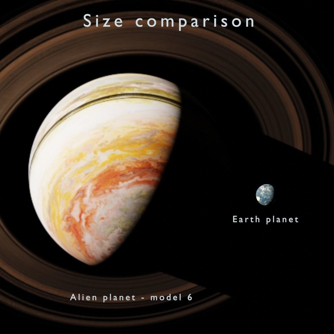 Alien planet model 6 - 16k photorealistic - cold gas giant Low-poly 3D model_10